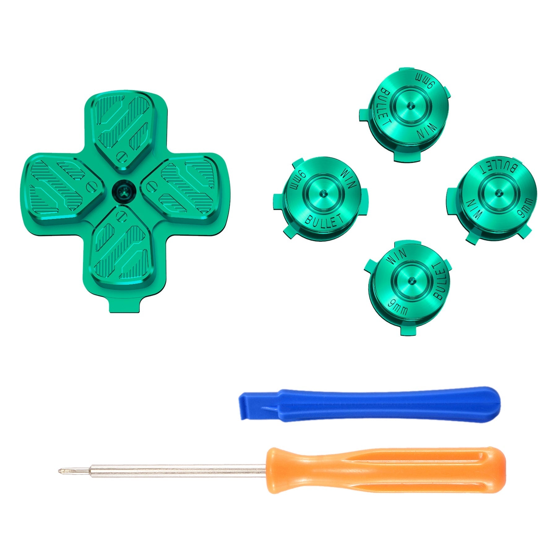 eXtremeRate Replacement Aluminum Metal Dpad ABXY Buttons for PS5 Controller - Green eXtremeRate