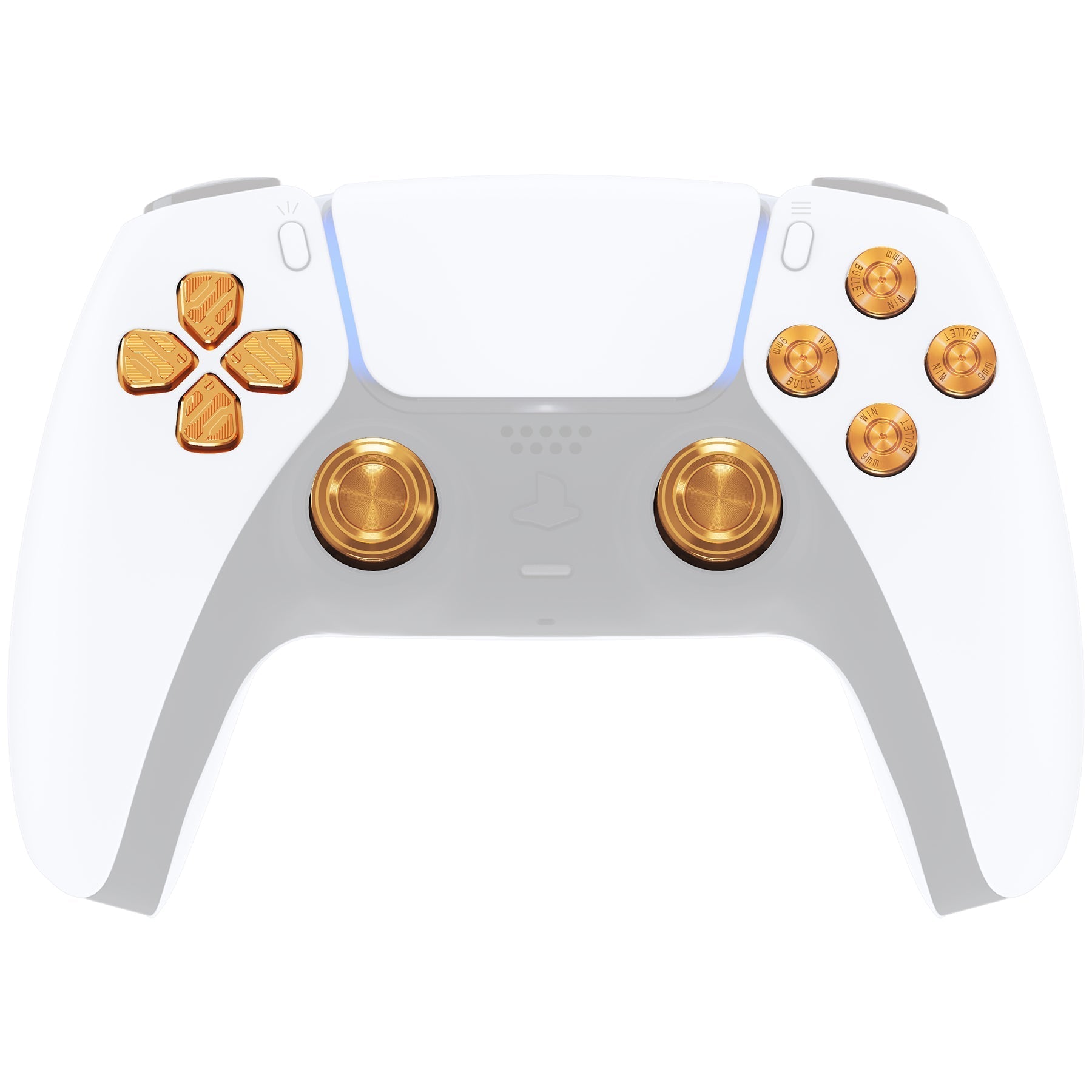 eXtremeRate Replacement Aluminum Metal Thumbsticks Dpad ABXY Buttons for PS5 Controller - Gold eXtremeRate