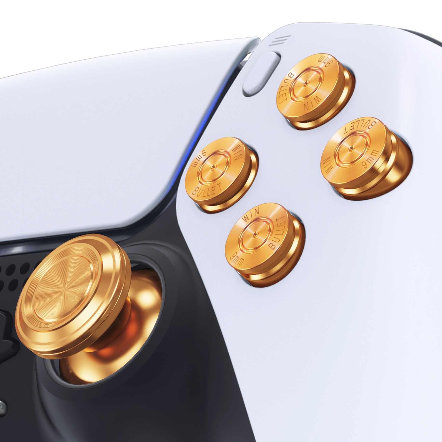 eXtremeRate Replacement Aluminum Metal Thumbsticks Dpad ABXY Buttons for PS5 Controller - Gold eXtremeRate