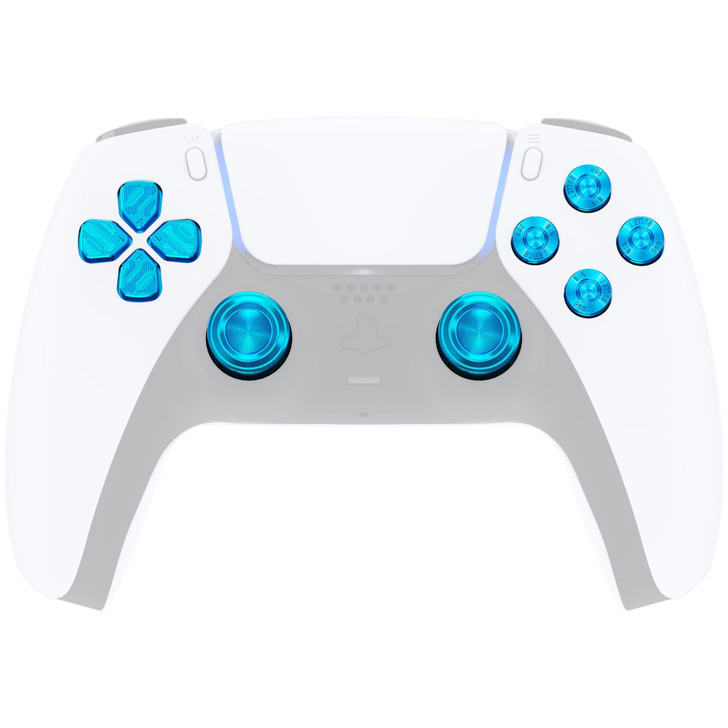 eXtremeRate Replacement Aluminum Metal Thumbsticks Dpad ABXY Buttons for PS5 Controller - Blue eXtremeRate