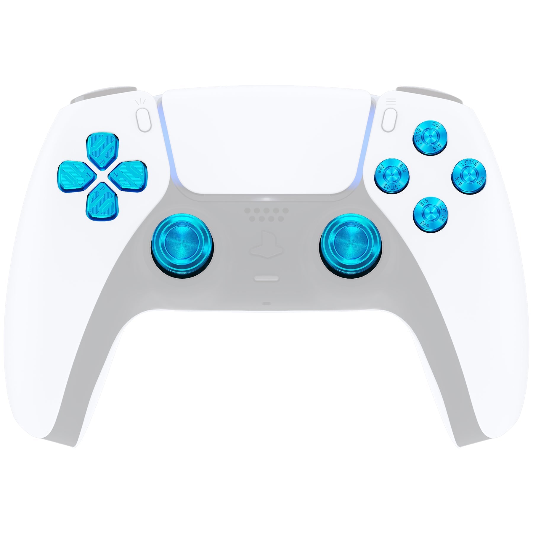 eXtremeRate Replacement Aluminum Metal Thumbsticks Dpad ABXY Buttons for PS5 Controller - Blue eXtremeRate