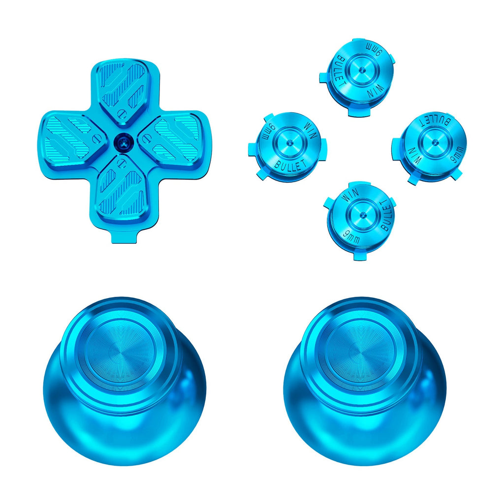 eXtremeRate Replacement Aluminum Metal Thumbsticks Dpad ABXY Buttons for PS5 Controller - Blue eXtremeRate
