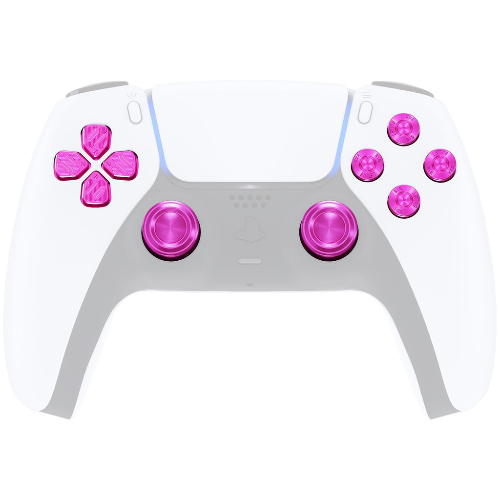 eXtremeRate Replacement Aluminum Metal Thumbsticks Dpad ABXY Buttons for PS5 Controller - Purple eXtremeRate