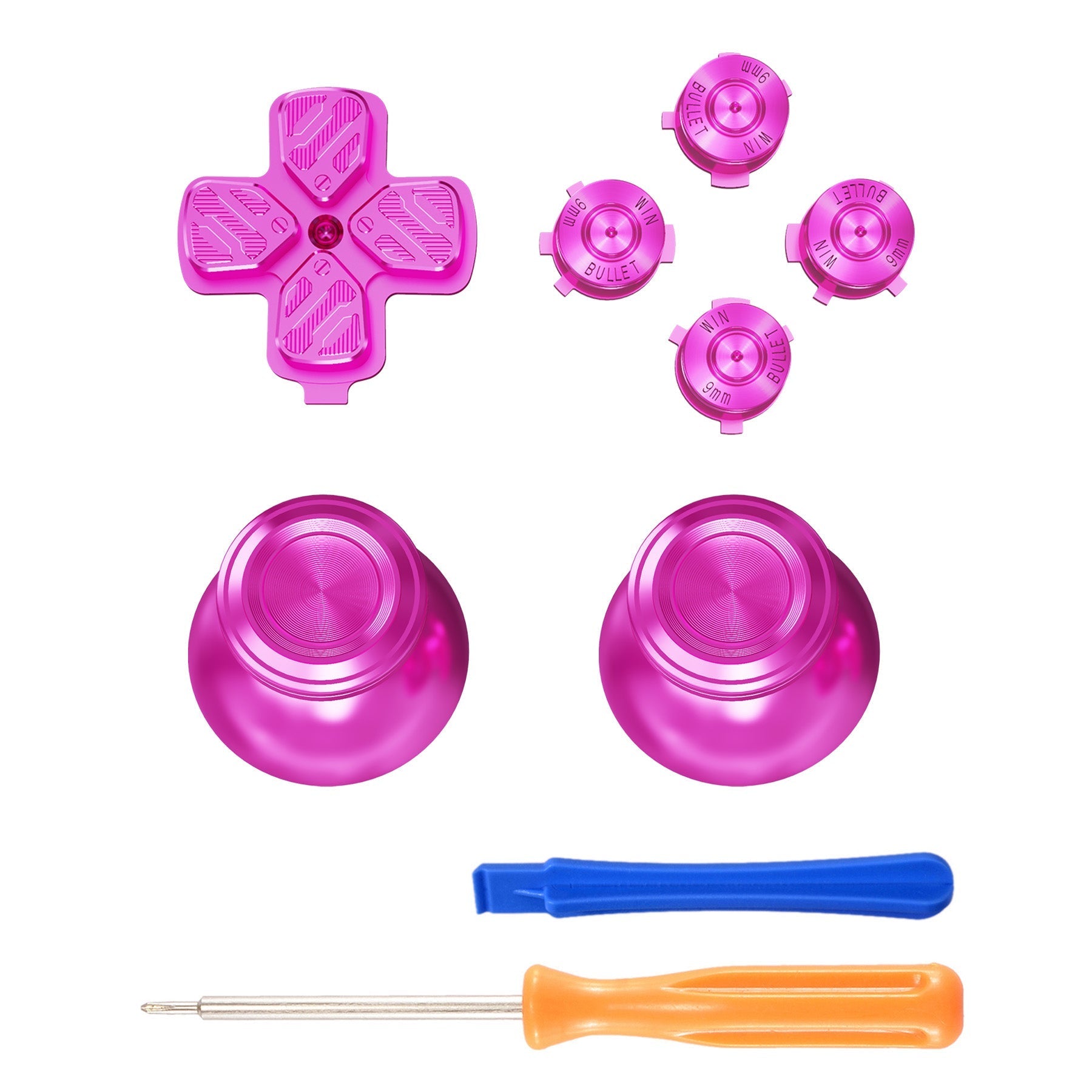 eXtremeRate Replacement Aluminum Metal Thumbsticks Dpad ABXY Buttons for PS5 Controller - Purple eXtremeRate