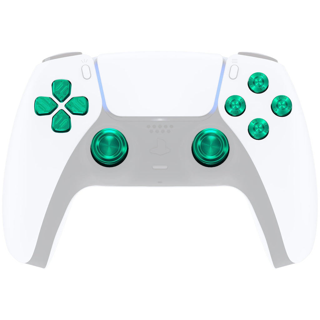 eXtremeRate Replacement Aluminum Metal Thumbsticks Dpad ABXY Buttons for PS5 Controller - Green eXtremeRate