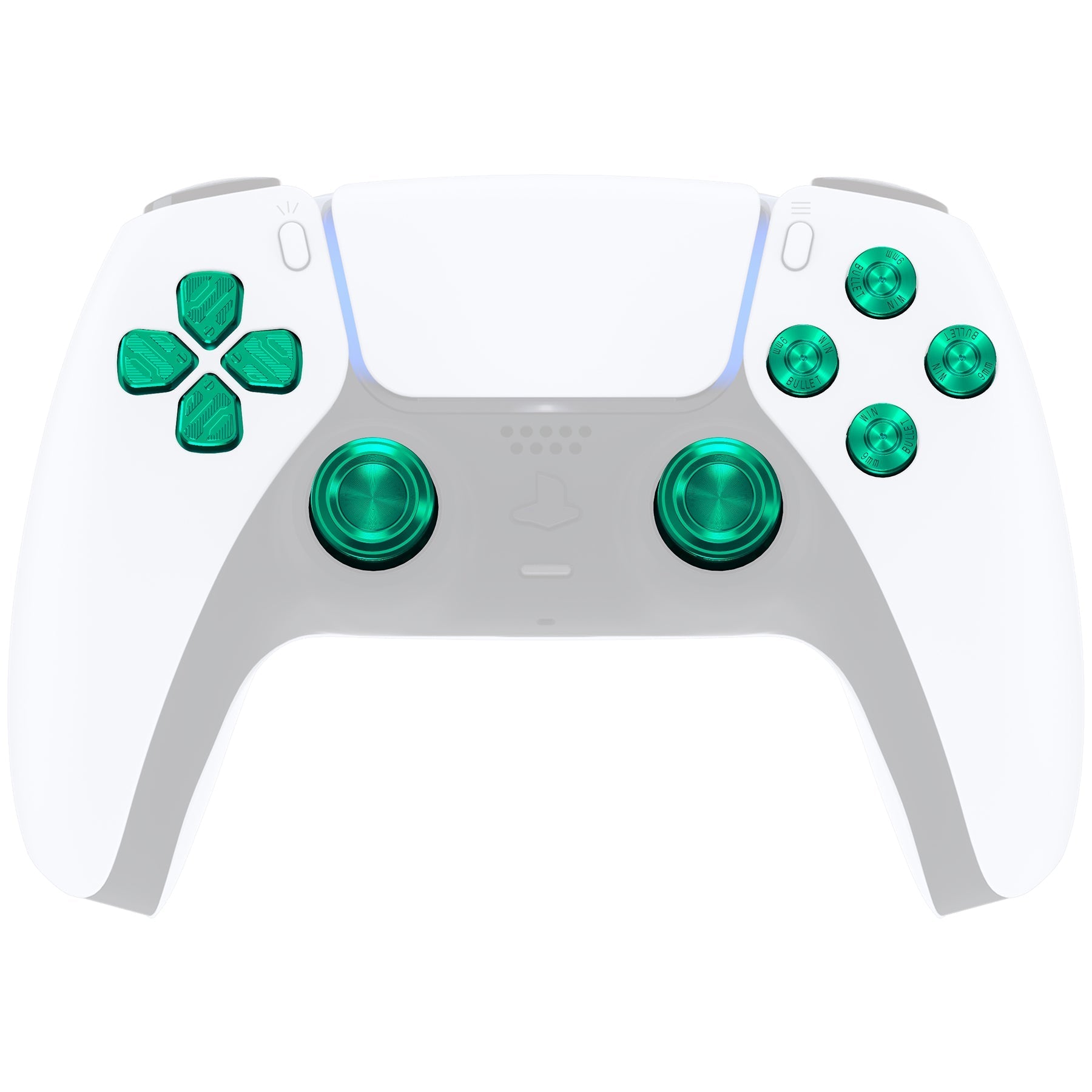 eXtremeRate Replacement Aluminum Metal Thumbsticks Dpad ABXY Buttons for PS5 Controller - Green eXtremeRate