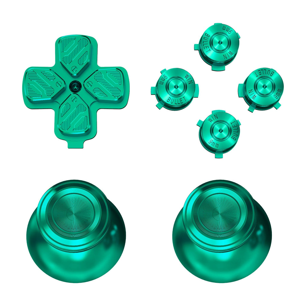 eXtremeRate Replacement Aluminum Metal Thumbsticks Dpad ABXY Buttons for PS5 Controller - Green eXtremeRate