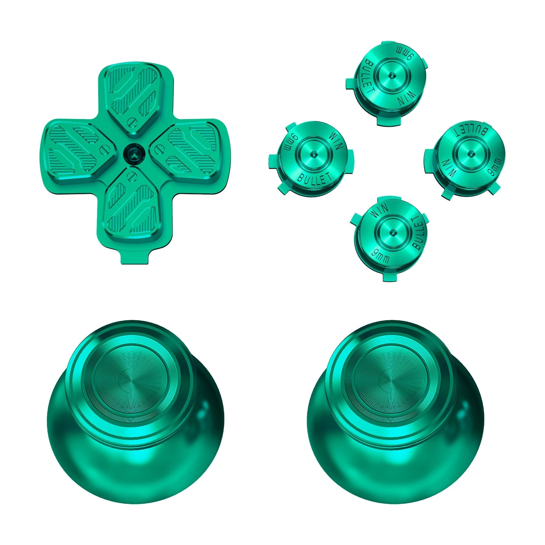 eXtremeRate Replacement Aluminum Metal Thumbsticks Dpad ABXY Buttons for PS5 Controller - Green eXtremeRate