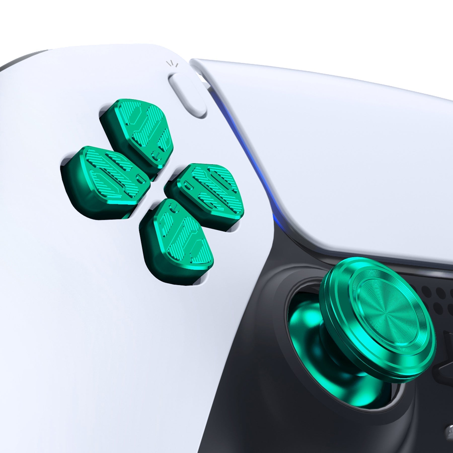 eXtremeRate Replacement Aluminum Metal Thumbsticks Dpad ABXY Buttons for PS5 Controller - Green eXtremeRate