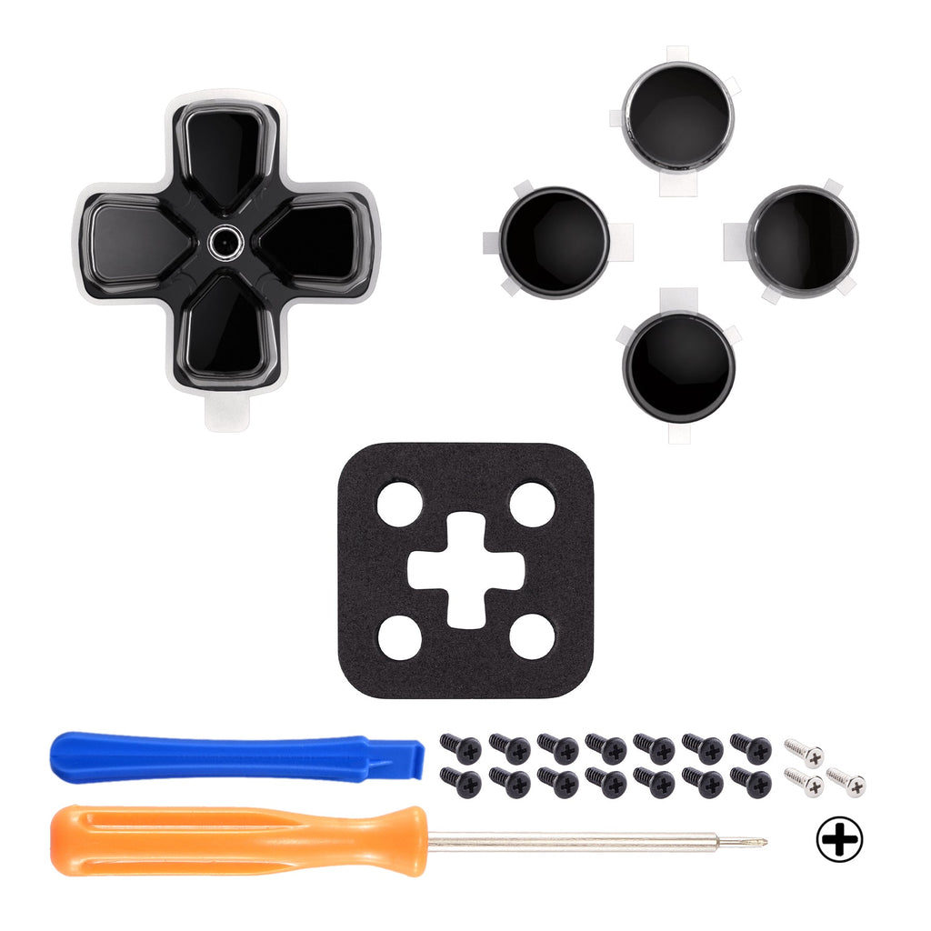 eXtremeRate Replacement No Letter Imprint Two-Tone Dpad Action Buttons for PS5 Controller - Black & Clear eXtremeRate