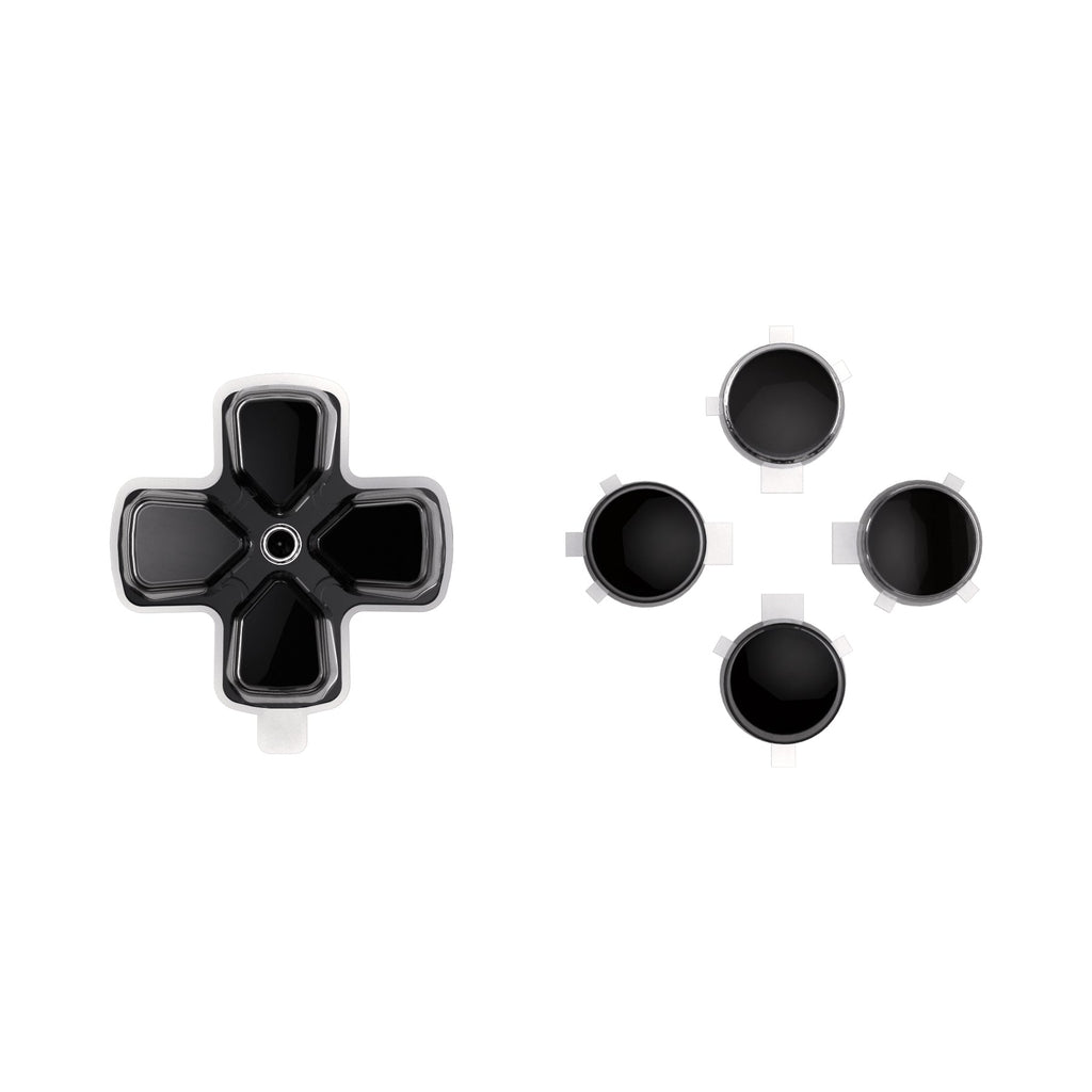 eXtremeRate Replacement No Letter Imprint Two-Tone Dpad Action Buttons for PS5 Controller - Black & Clear eXtremeRate