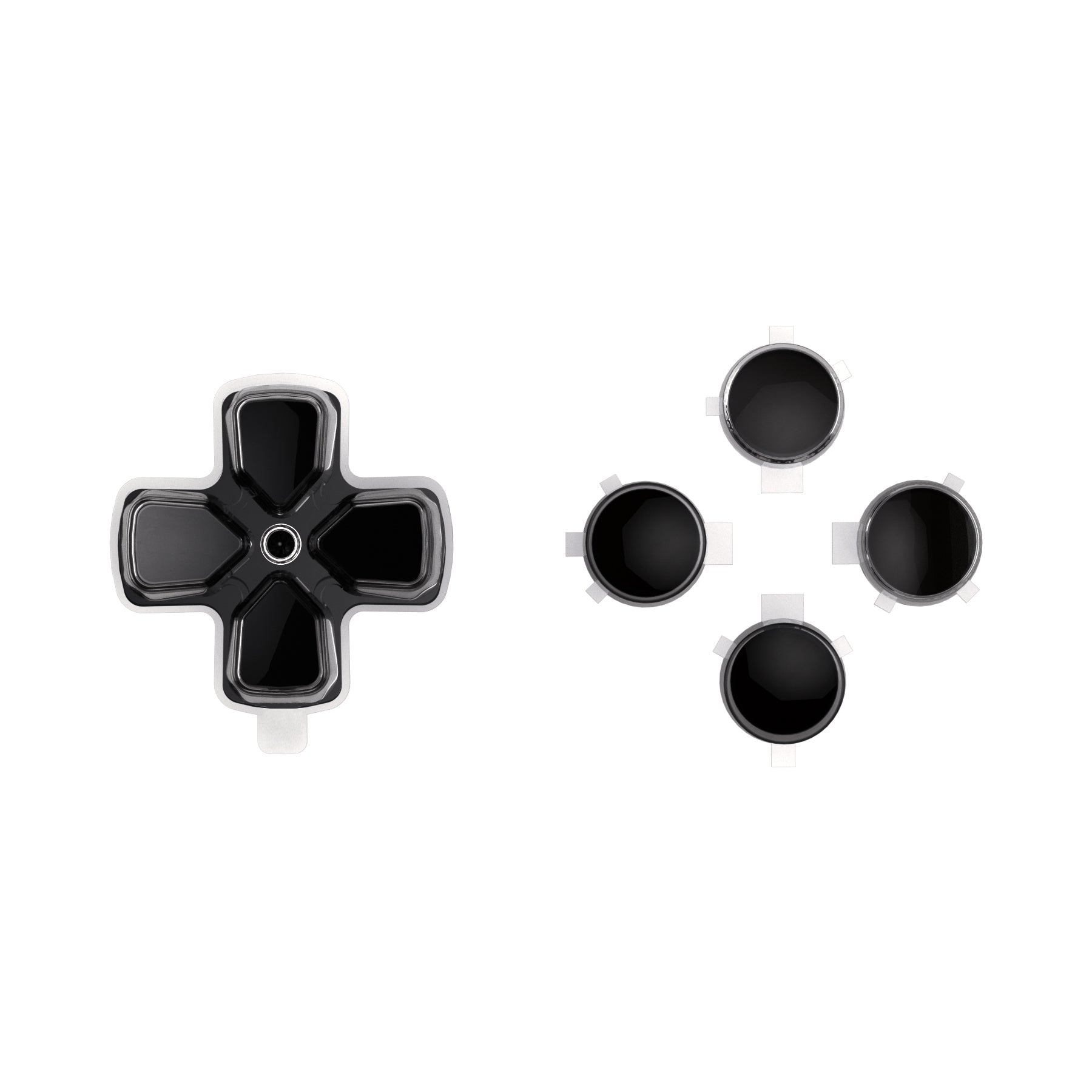 eXtremeRate Replacement No Letter Imprint Two-Tone Dpad Action Buttons for PS5 Controller - Black & Clear eXtremeRate