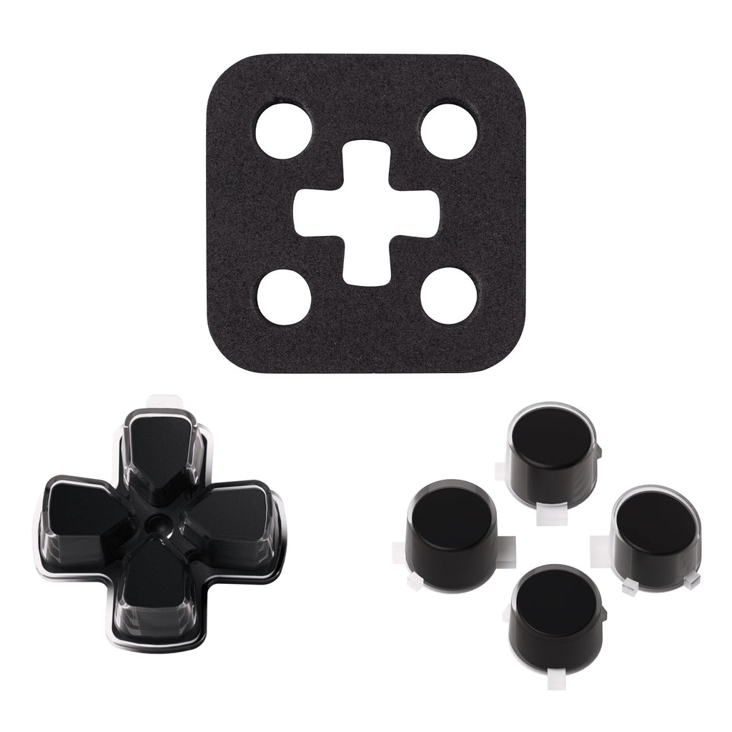 eXtremeRate Replacement No Letter Imprint Two-Tone Dpad Action Buttons for PS5 Controller - Black & Clear eXtremeRate