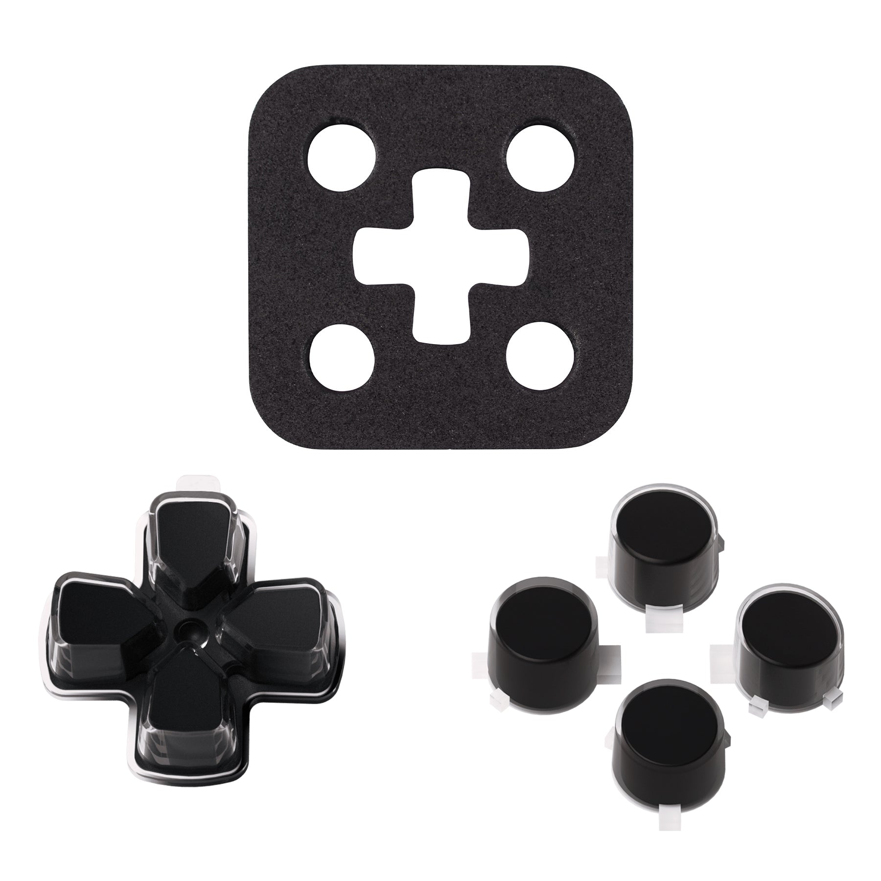 eXtremeRate Replacement No Letter Imprint Two-Tone Dpad Action Buttons for PS5 Controller - Black & Clear eXtremeRate
