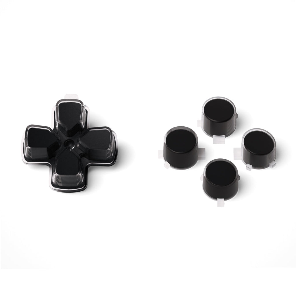 eXtremeRate Replacement No Letter Imprint Two-Tone Dpad Action Buttons for PS5 Controller - Black & Clear eXtremeRate