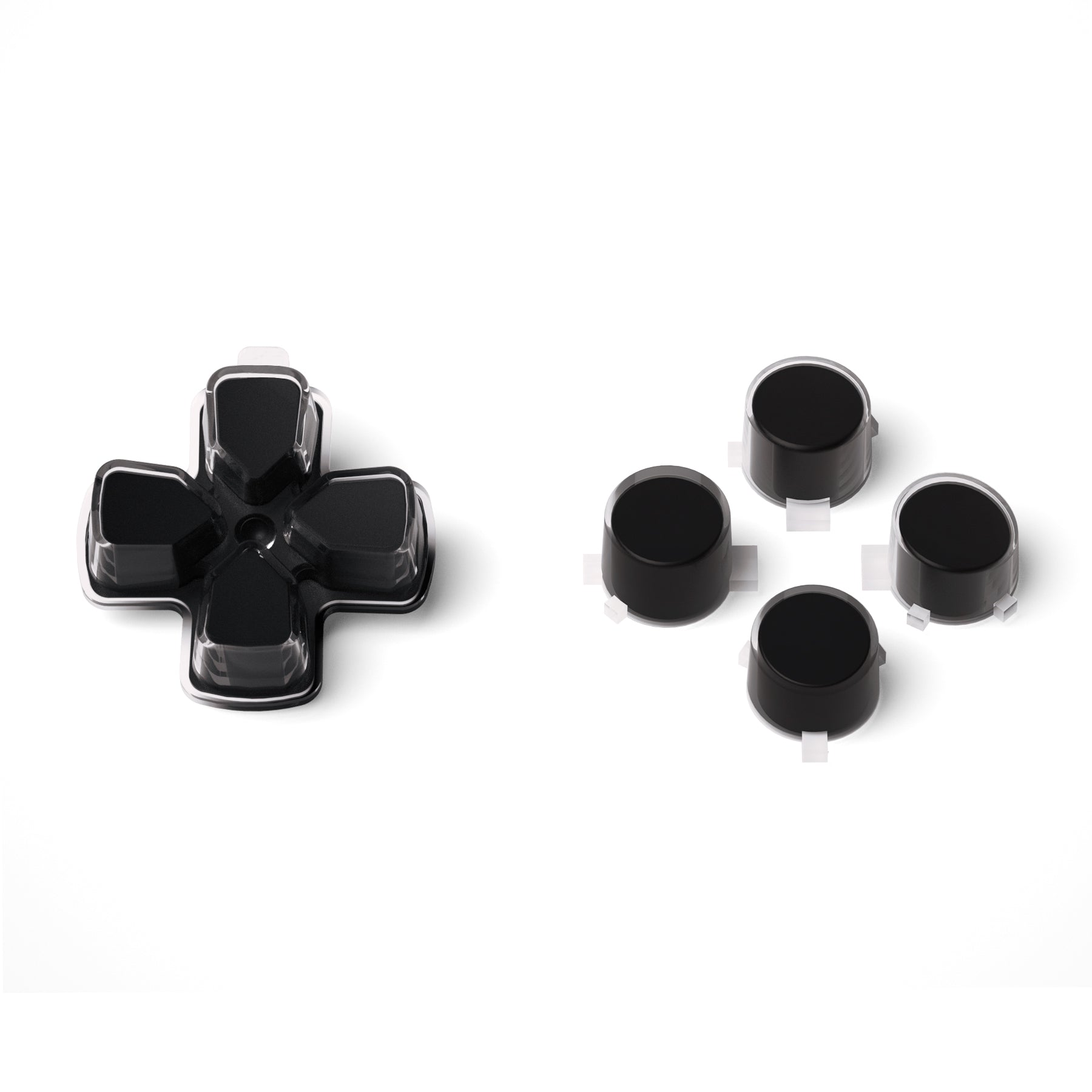 eXtremeRate Replacement No Letter Imprint Two-Tone Dpad Action Buttons for PS5 Controller - Black & Clear eXtremeRate