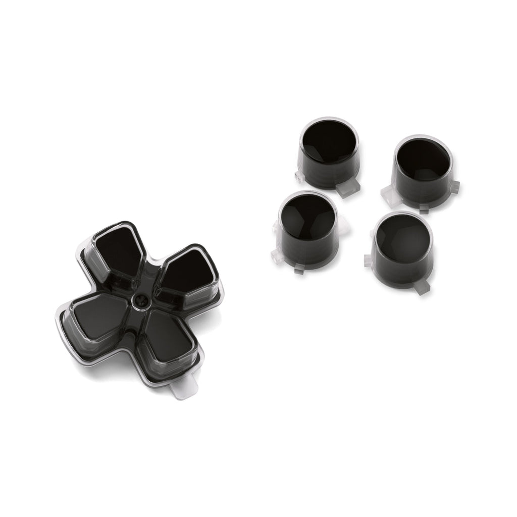 eXtremeRate Replacement No Letter Imprint Two-Tone Dpad Action Buttons for PS5 Controller - Black & Clear eXtremeRate