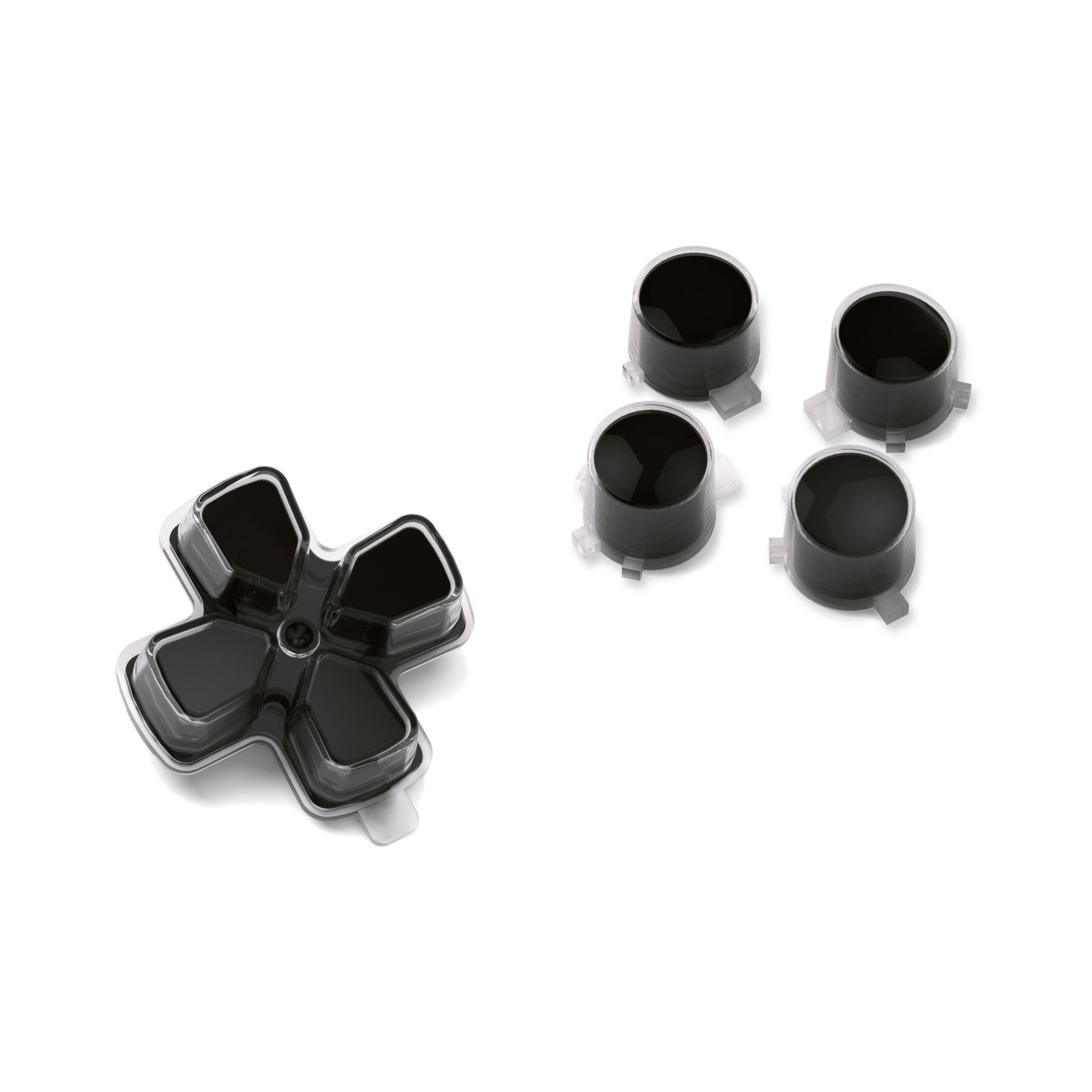 eXtremeRate Replacement No Letter Imprint Two-Tone Dpad Action Buttons for PS5 Controller - Black & Clear eXtremeRate