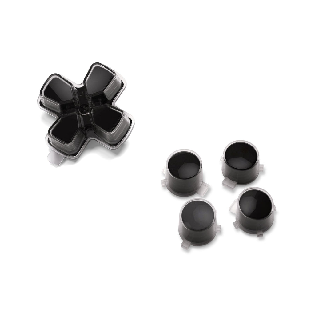 eXtremeRate Replacement No Letter Imprint Two-Tone Dpad Action Buttons for PS5 Controller - Black & Clear eXtremeRate