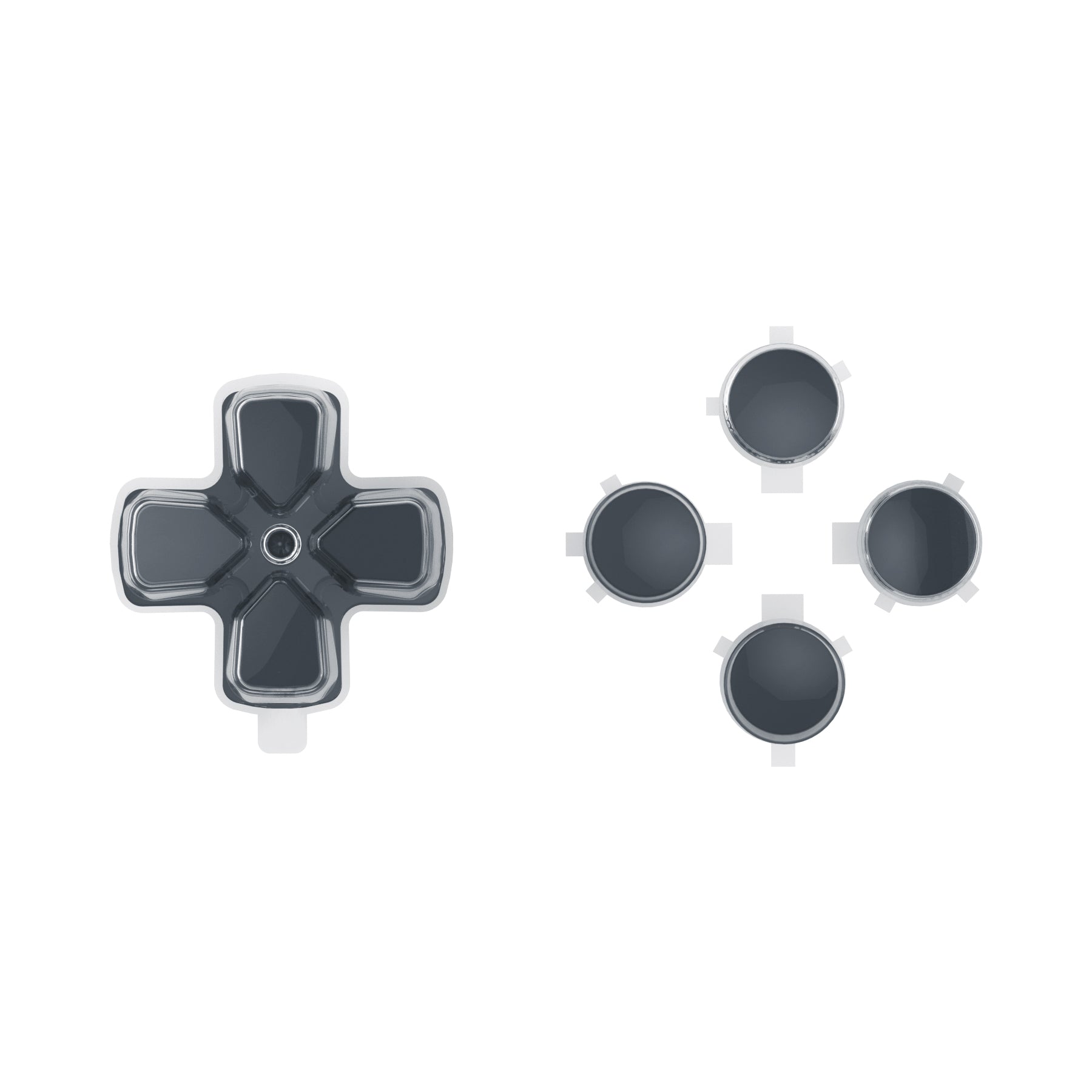 eXtremeRate Replacement No Letter Imprint Two-Tone Dpad Action Buttons for PS5 Controller - Gray & Clear eXtremeRate