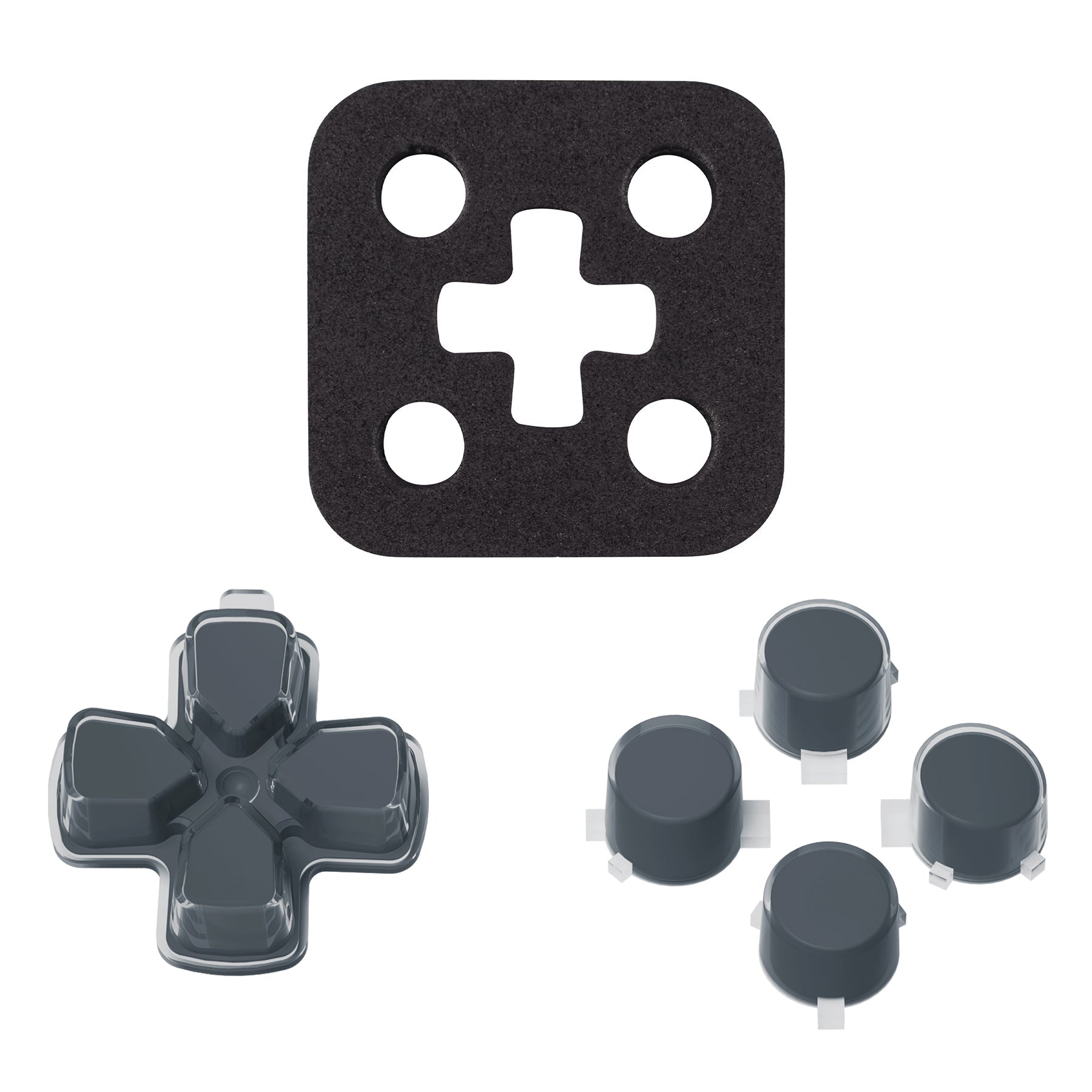 eXtremeRate Replacement No Letter Imprint Two-Tone Dpad Action Buttons for PS5 Controller - Gray & Clear eXtremeRate