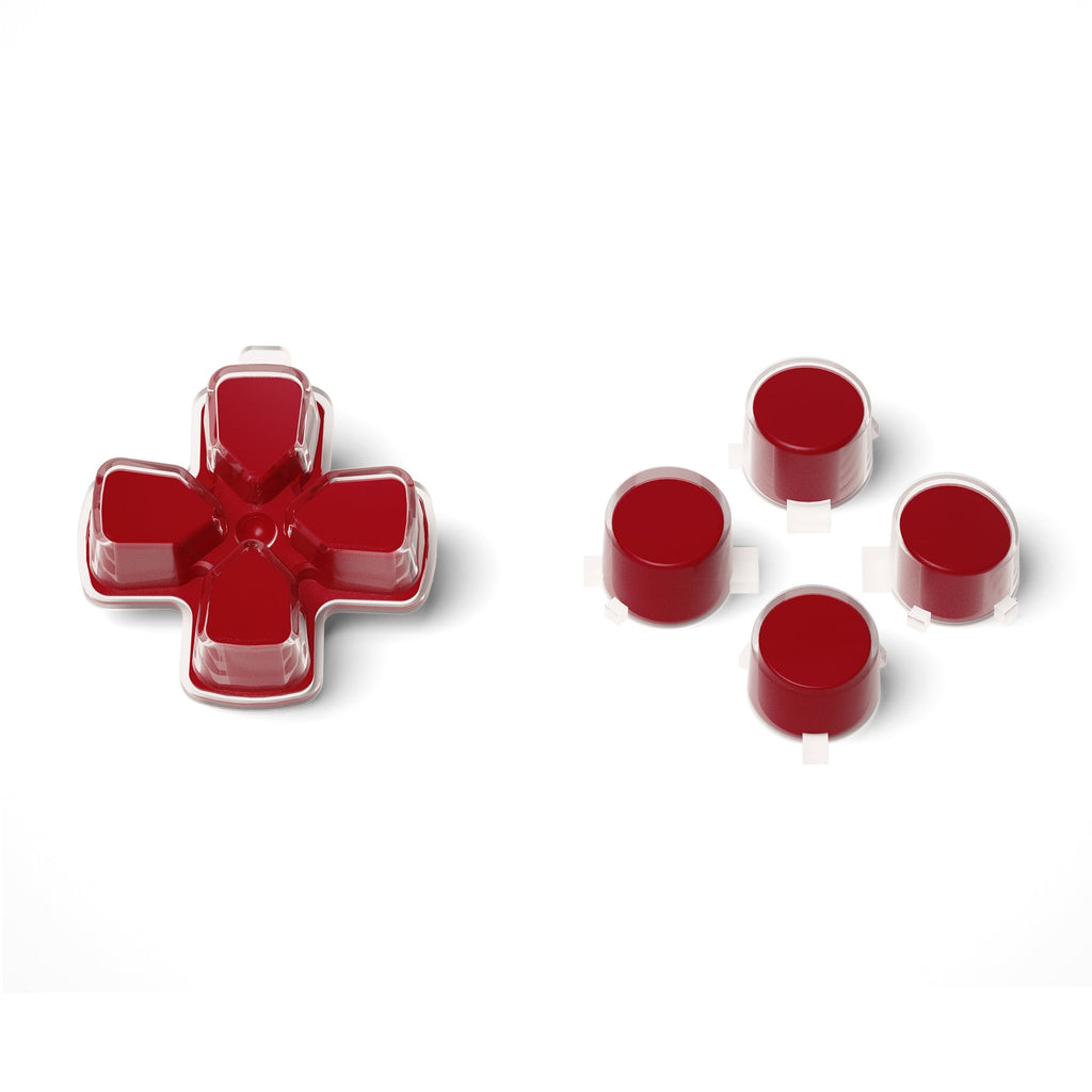 eXtremeRate Replacement No Letter Imprint Two-Tone Dpad Action Buttons for PS5 Controller - Carmine Red & Clear eXtremeRate