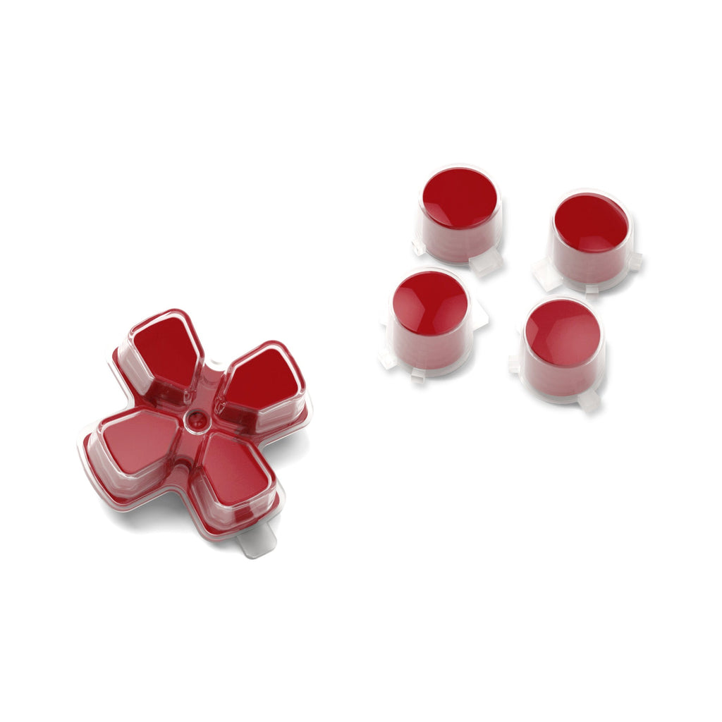 eXtremeRate Replacement No Letter Imprint Two-Tone Dpad Action Buttons for PS5 Controller - Carmine Red & Clear eXtremeRate