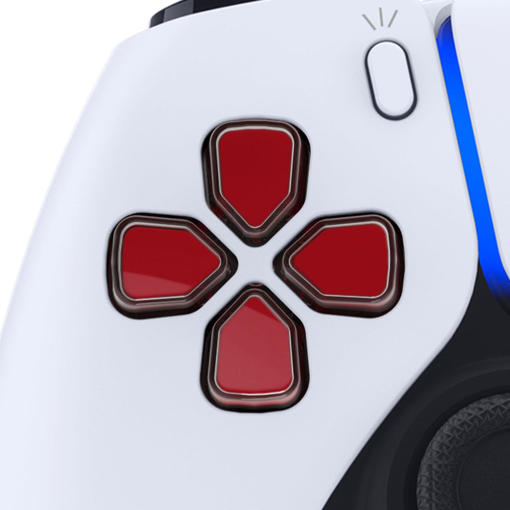 eXtremeRate Replacement No Letter Imprint Two-Tone Dpad Action Buttons for PS5 Controller - Carmine Red & Clear eXtremeRate