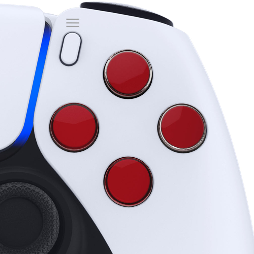 eXtremeRate Replacement No Letter Imprint Two-Tone Dpad Action Buttons for PS5 Controller - Carmine Red & Clear eXtremeRate