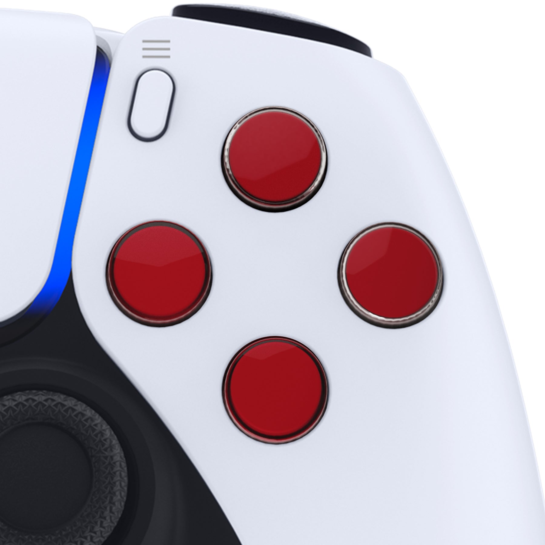 eXtremeRate Replacement No Letter Imprint Two-Tone Dpad Action Buttons for PS5 Controller - Carmine Red & Clear eXtremeRate