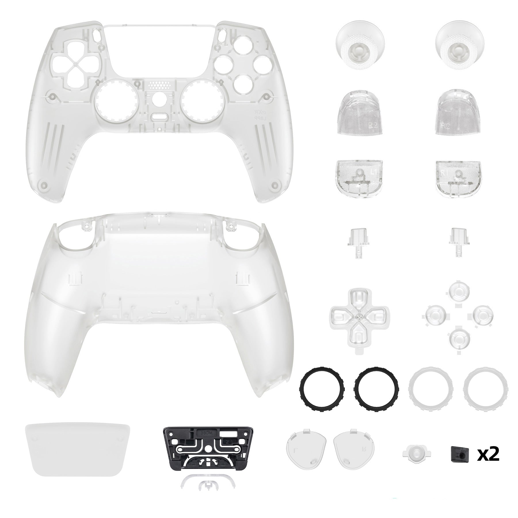eXtremeRate LUNA Redesigned Replacement Full Set Shells with Buttons Compatible with PS5 Controller BDM-030/040/050 - Glow in Dark - Green eXtremeRate