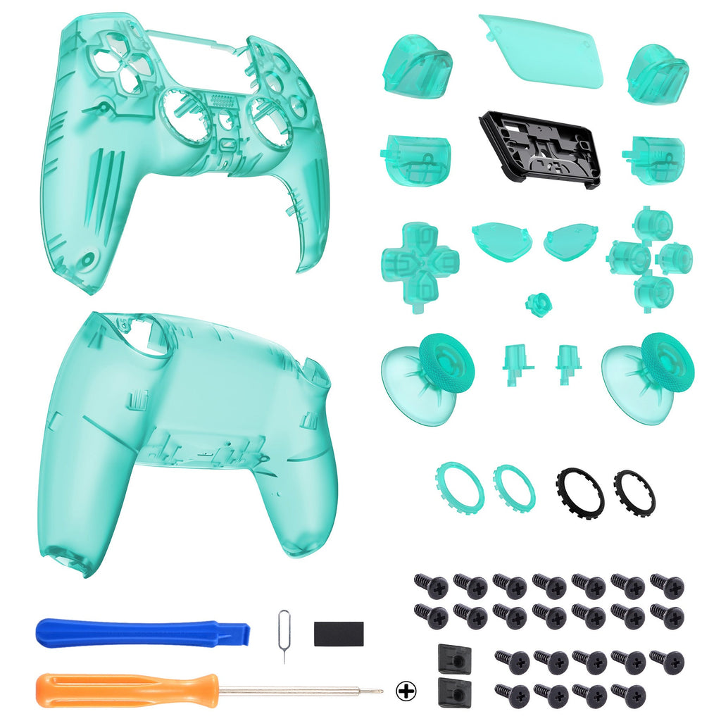 eXtremeRate LUNA Redesigned Replacement Full Set Shells with Buttons Compatible with PS5 Controller BDM-030/040/050 - Emerald Green eXtremeRate