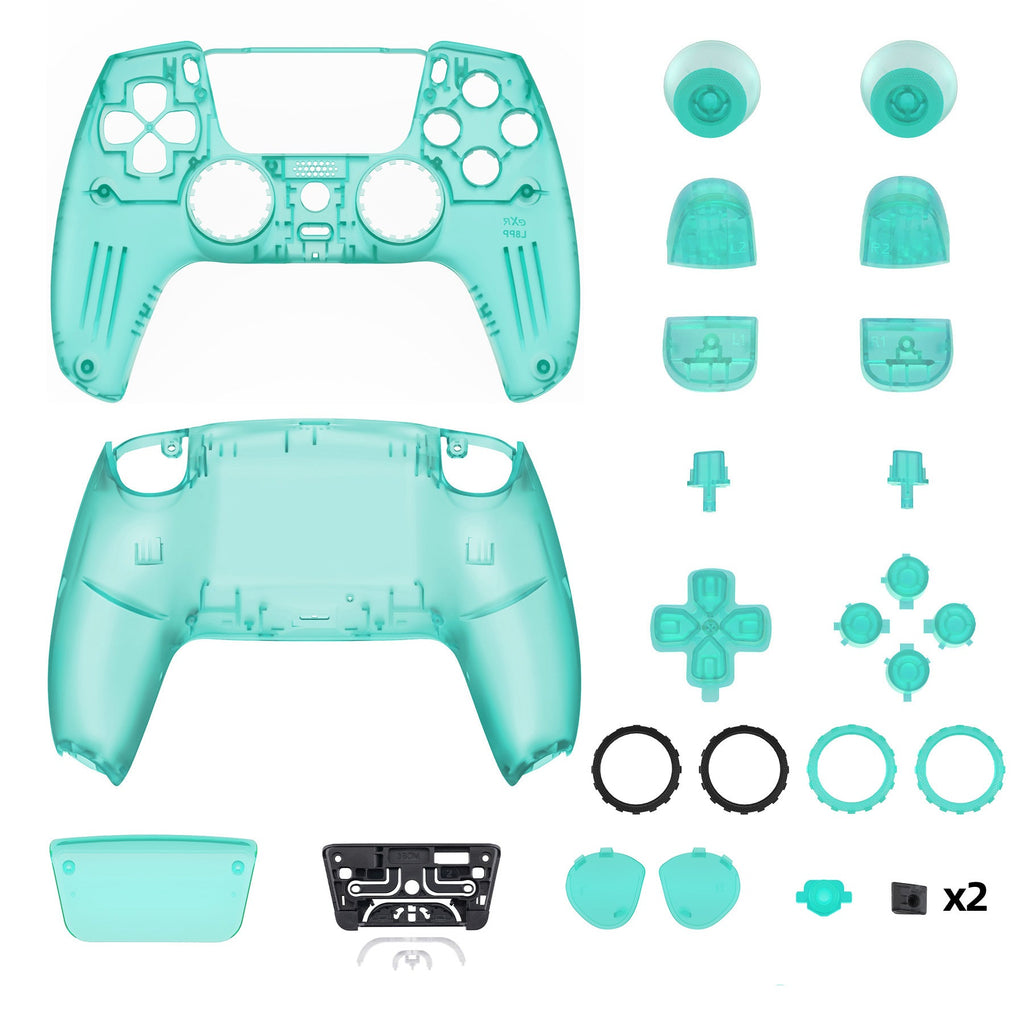 eXtremeRate LUNA Redesigned Replacement Full Set Shells with Buttons Compatible with PS5 Controller BDM-030/040/050 - Emerald Green eXtremeRate