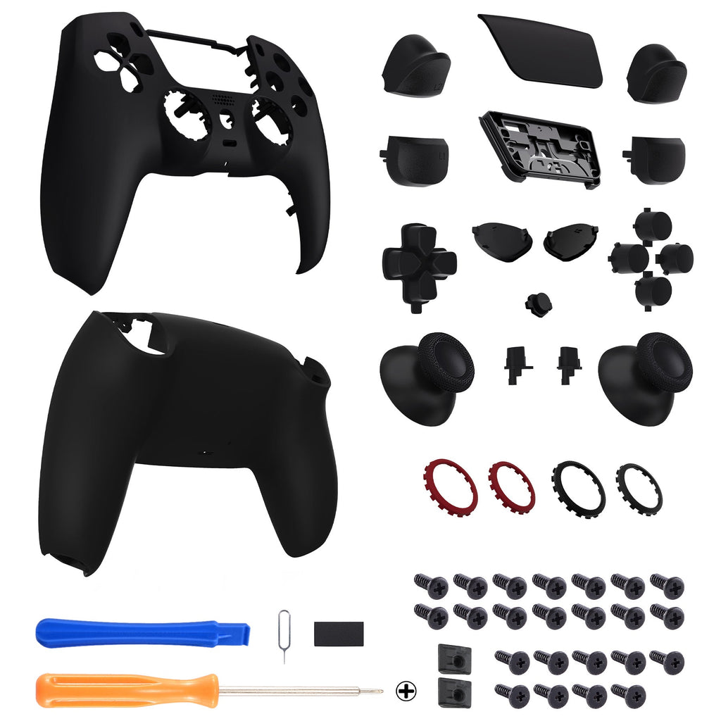 eXtremeRate LUNA Redesigned Replacement Full Set Shells with Buttons Compatible with PS5 Controller BDM-030/040/050 - Black eXtremeRate