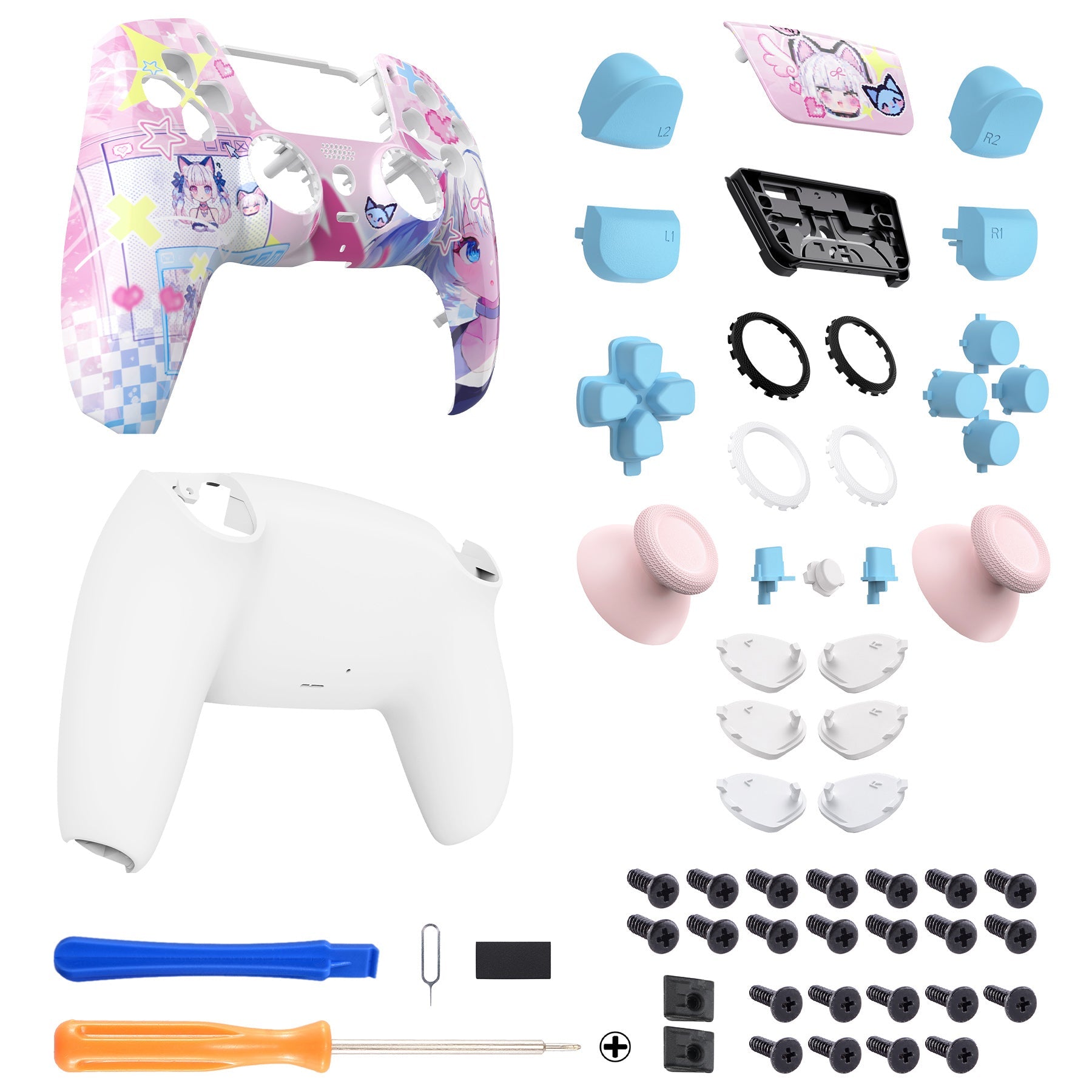 eXtremeRate LUNA Redesigned Replacement Full Set Shells with Buttons Compatible with PS5 Controller BDM-030/040/050 - MeWoow eXtremeRate