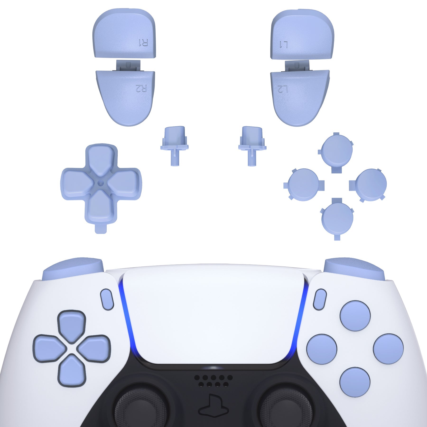 eXtremeRate Replacement Full Set Buttons Compatible with PS5 Controller BDM-030/040/050/060 - Light Violet eXtremeRate