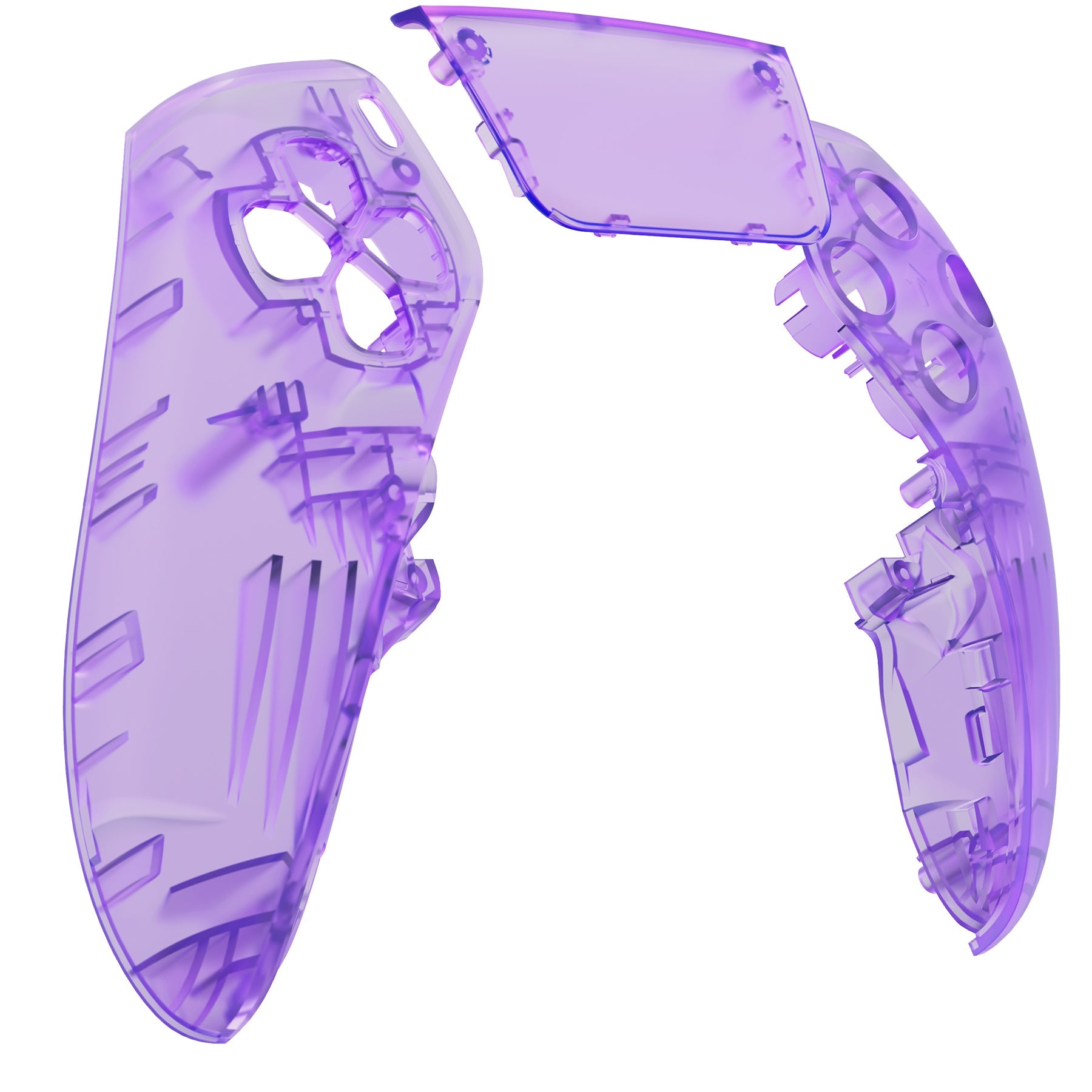 eXtremeRate Replacement Left Right Front Housing Shell with Touchpad Compatible with PS5 Edge Controller - Clear Atomic Purple eXtremeRate