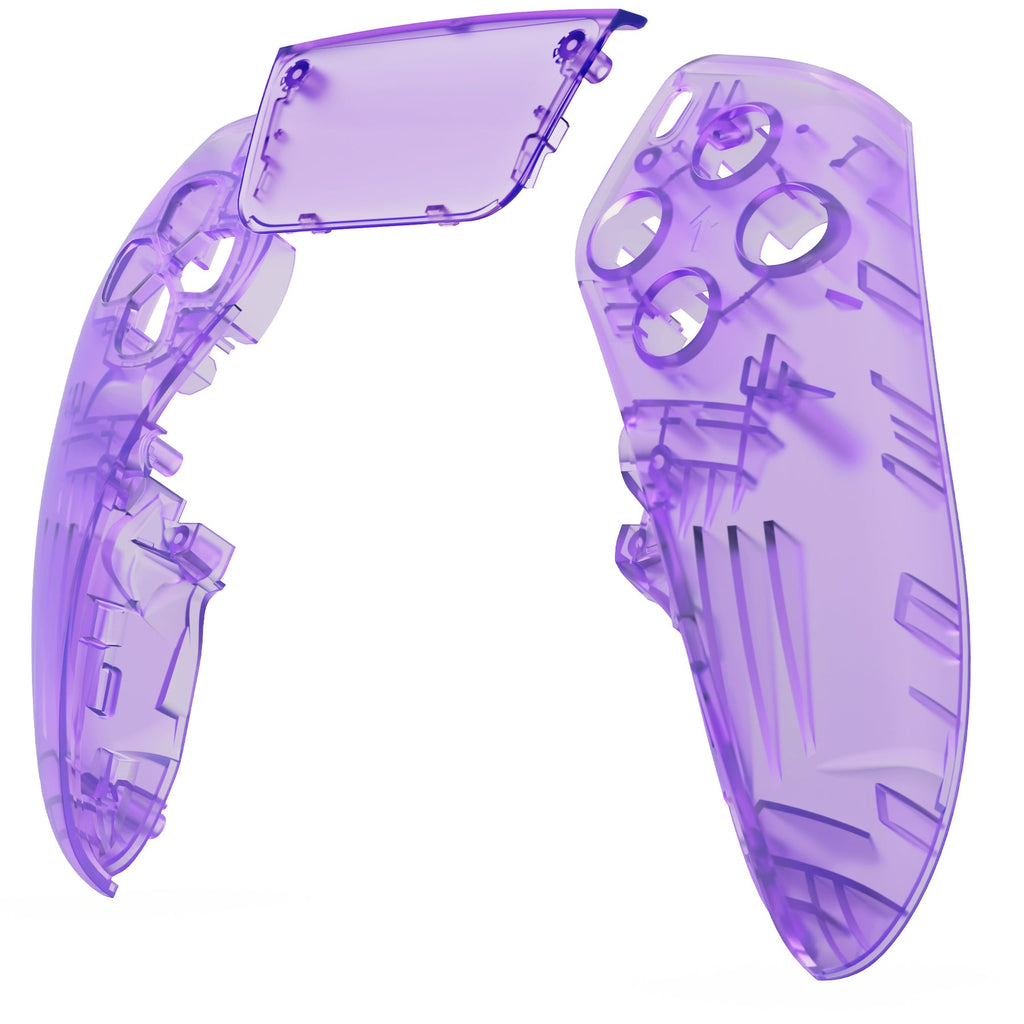 eXtremeRate Replacement Left Right Front Housing Shell with Touchpad Compatible with PS5 Edge Controller - Clear Atomic Purple eXtremeRate