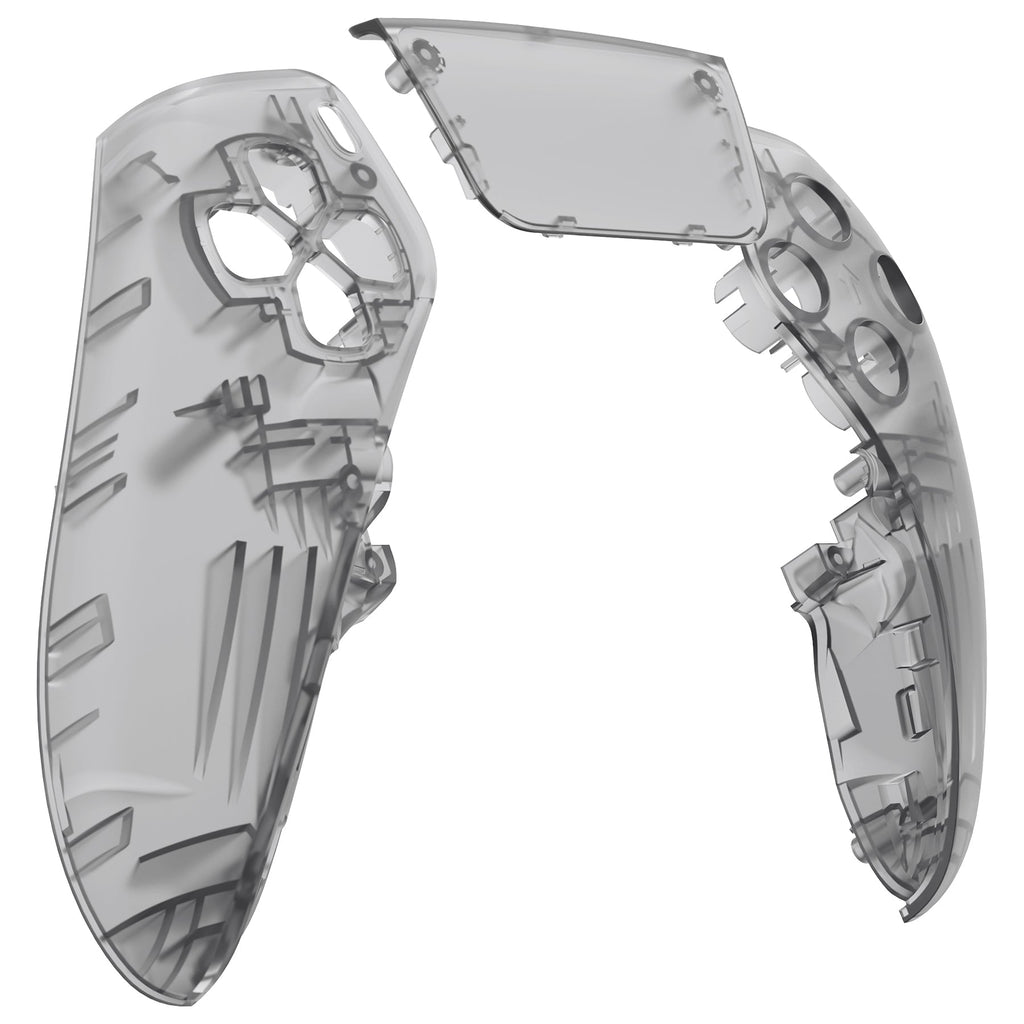 eXtremeRate Replacement Left Right Front Housing Shell with Touchpad Compatible with PS5 Edge Controller - Clear Black eXtremeRate