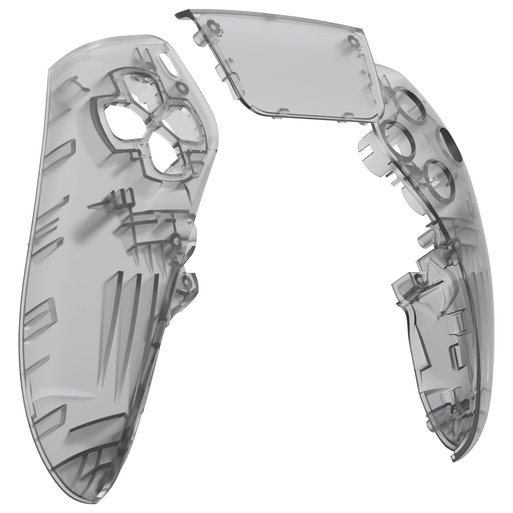 eXtremeRate Replacement Left Right Front Housing Shell with Touchpad Compatible with PS5 Edge Controller - Clear Black eXtremeRate