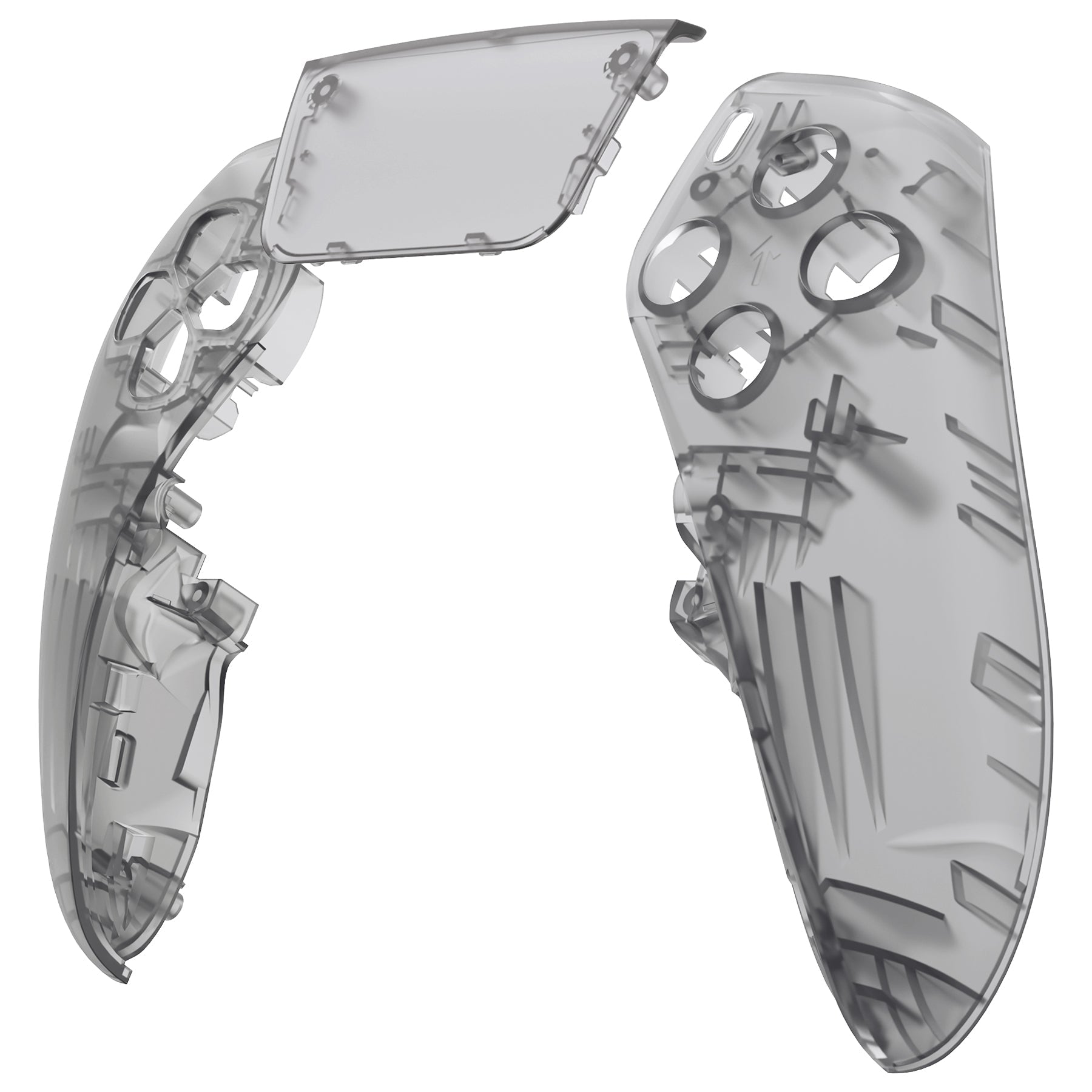 eXtremeRate Replacement Left Right Front Housing Shell with Touchpad Compatible with PS5 Edge Controller - Clear Black eXtremeRate