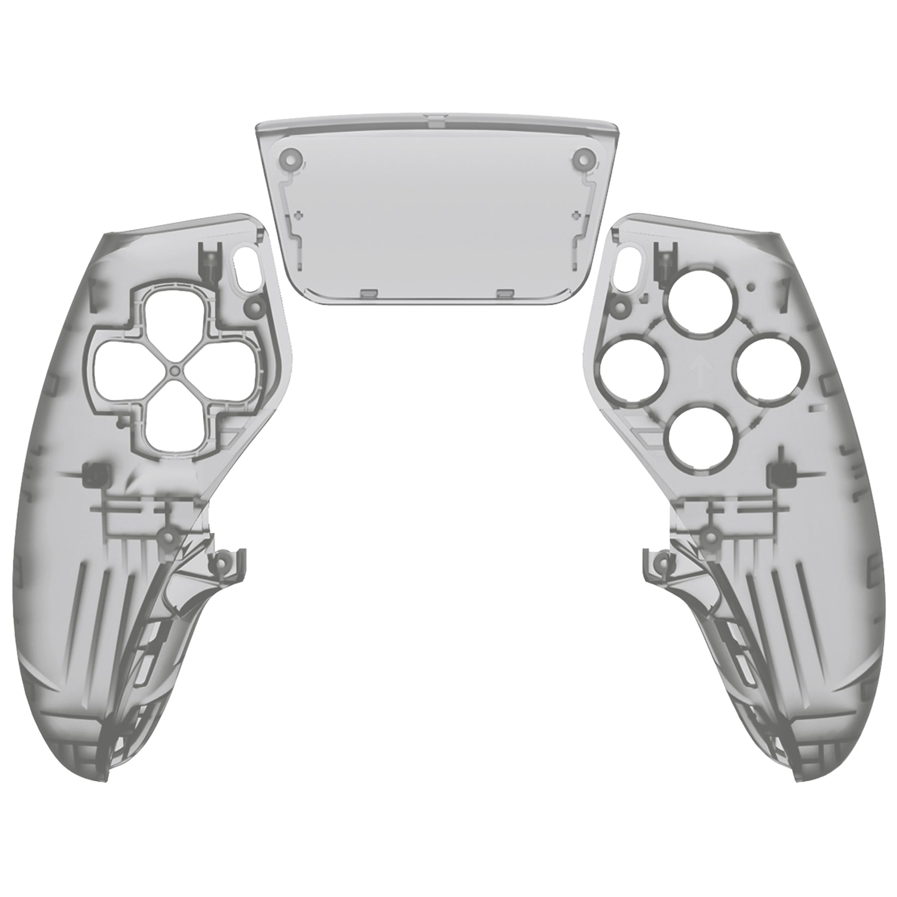 eXtremeRate Replacement Left Right Front Housing Shell with Touchpad Compatible with PS5 Edge Controller - Clear Black eXtremeRate