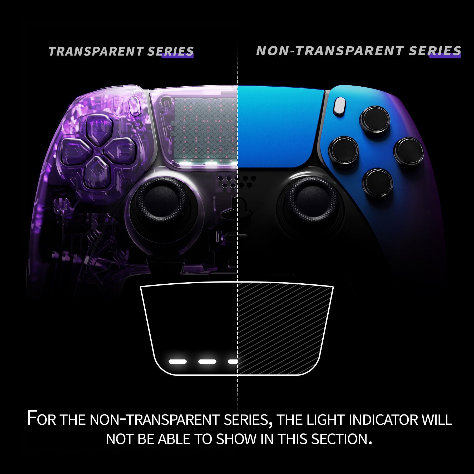 eXtremeRate Replacement Left Right Front Housing Shell with Touchpad Compatible with PS5 Edge Controller - Chameleon Purple Blue eXtremeRate