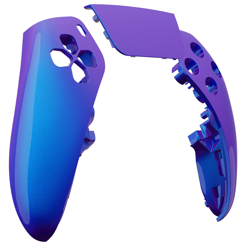 eXtremeRate Replacement Left Right Front Housing Shell with Touchpad Compatible with PS5 Edge Controller - Chameleon Purple Blue eXtremeRate