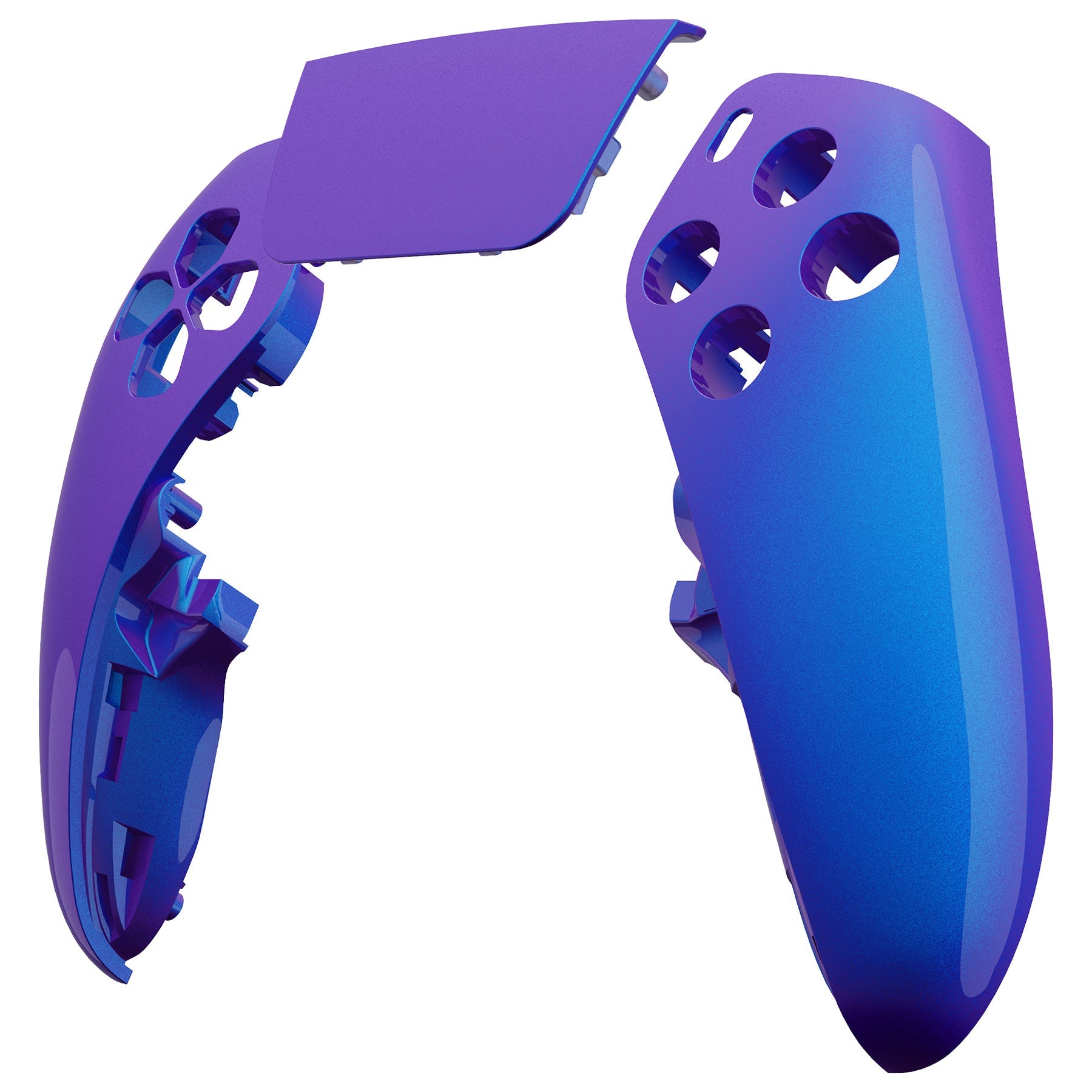 eXtremeRate Replacement Left Right Front Housing Shell with Touchpad Compatible with PS5 Edge Controller - Chameleon Purple Blue eXtremeRate