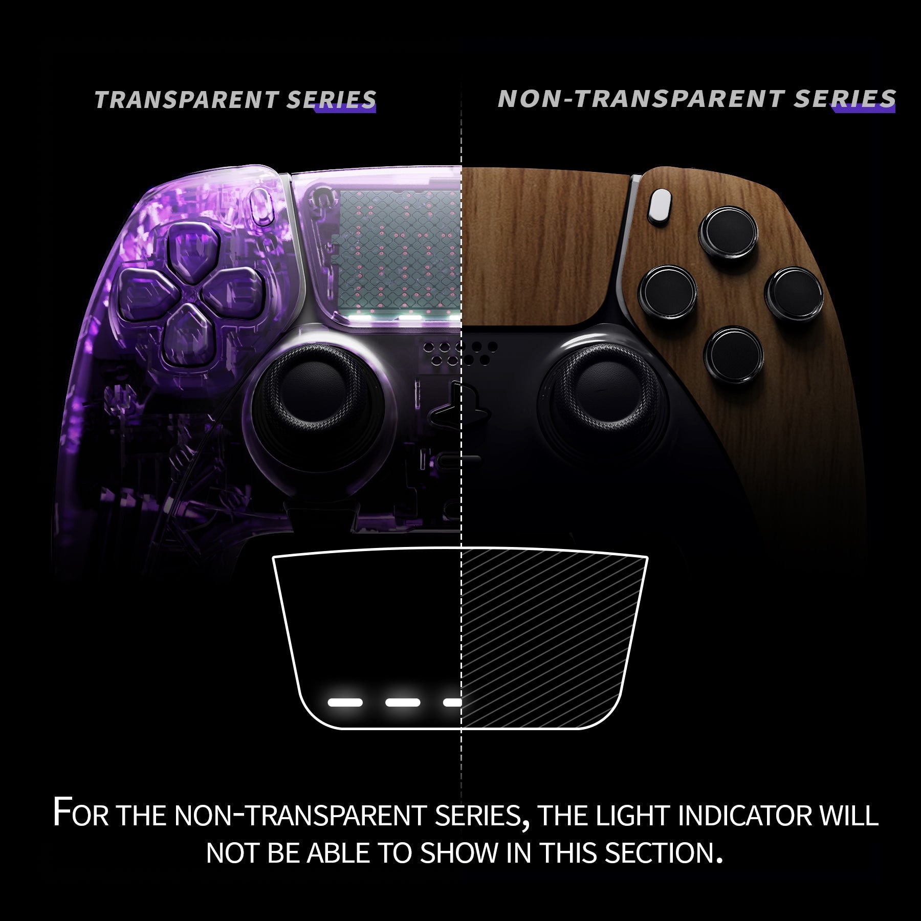 eXtremeRate Replacement Left Right Front Housing Shell with Touchpad Compatible with PS5 Edge Controller - Wood Grain eXtremeRate