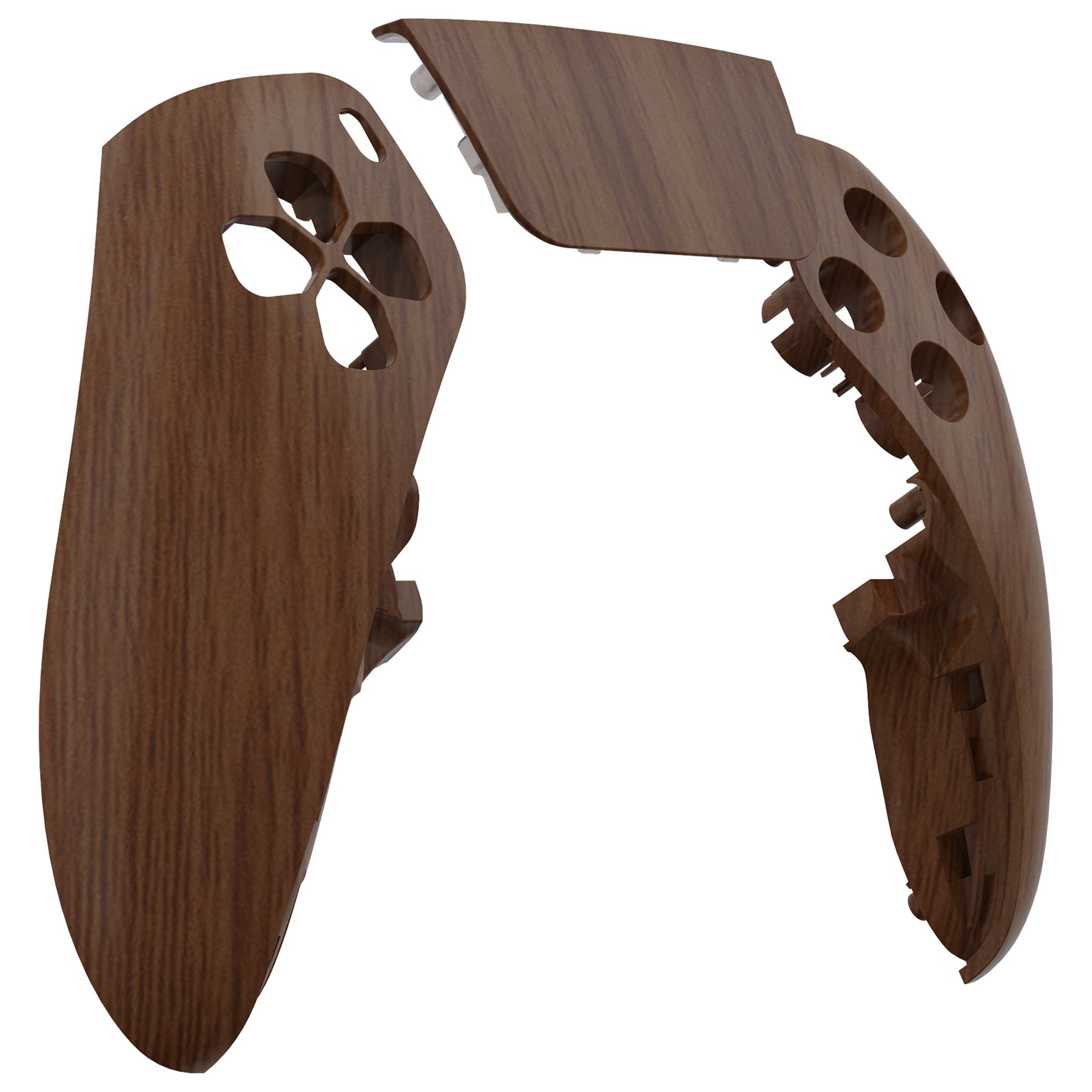 eXtremeRate Replacement Left Right Front Housing Shell with Touchpad Compatible with PS5 Edge Controller - Wood Grain eXtremeRate