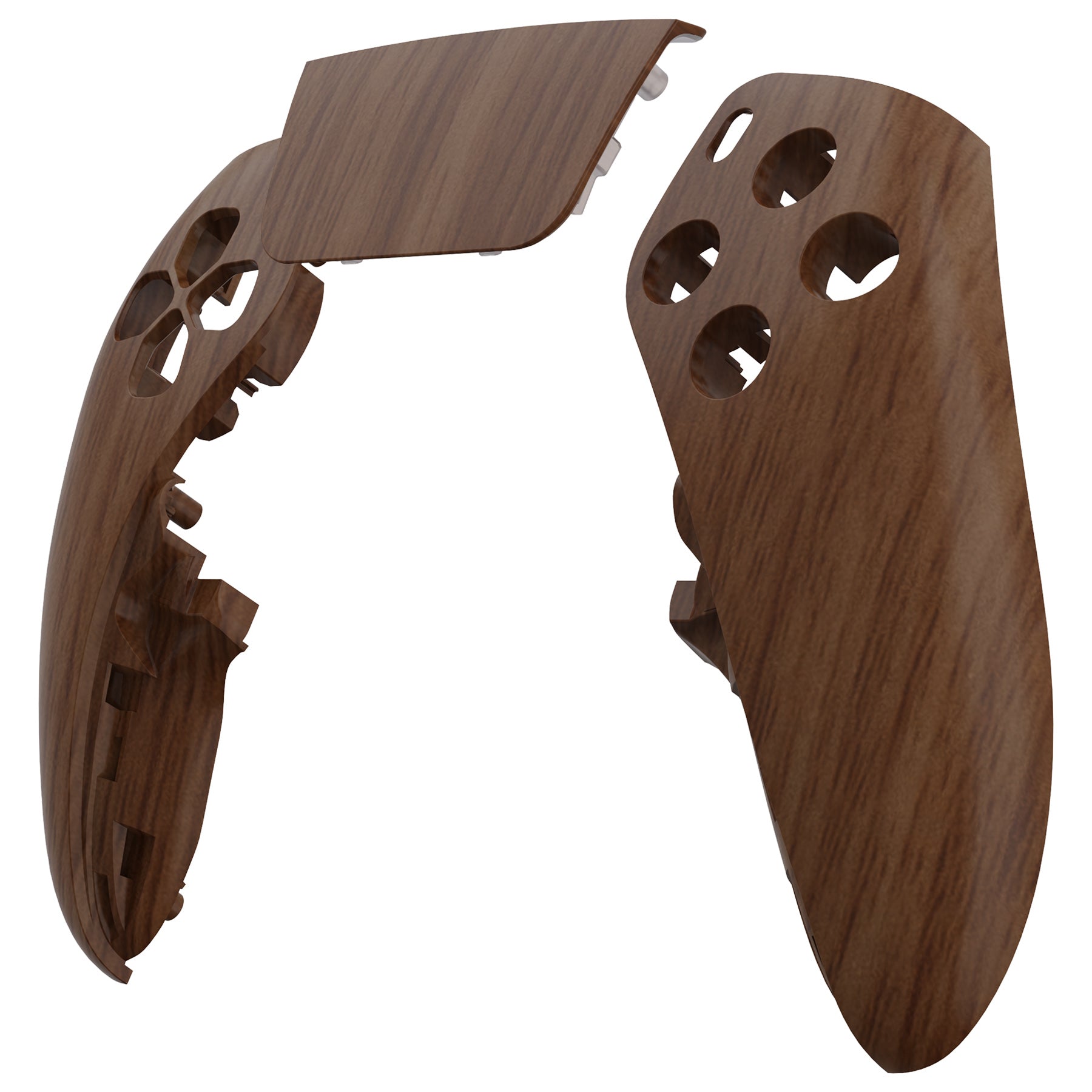 eXtremeRate Replacement Left Right Front Housing Shell with Touchpad Compatible with PS5 Edge Controller - Wood Grain eXtremeRate