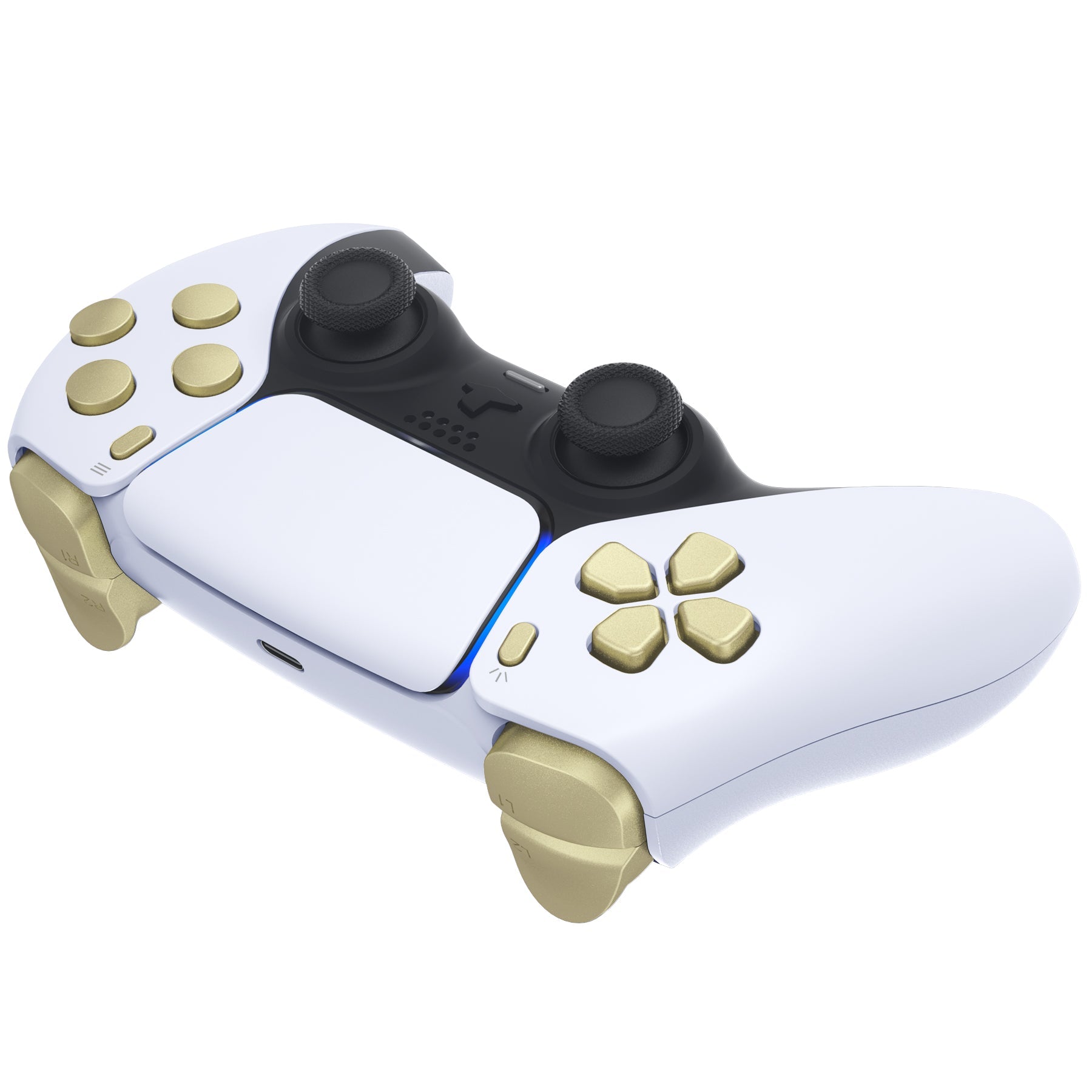 eXtremeRate Replacement Full Set Buttons Compatible with PS5 Controller BDM-030/040/050/060 - Metallic Champagne Gold eXtremeRate