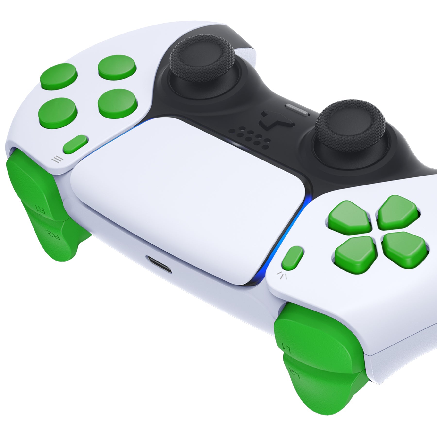 eXtremeRate Replacement Full Set Buttons Compatible with PS5 Controller BDM-030/040/050/060 - Green eXtremeRate